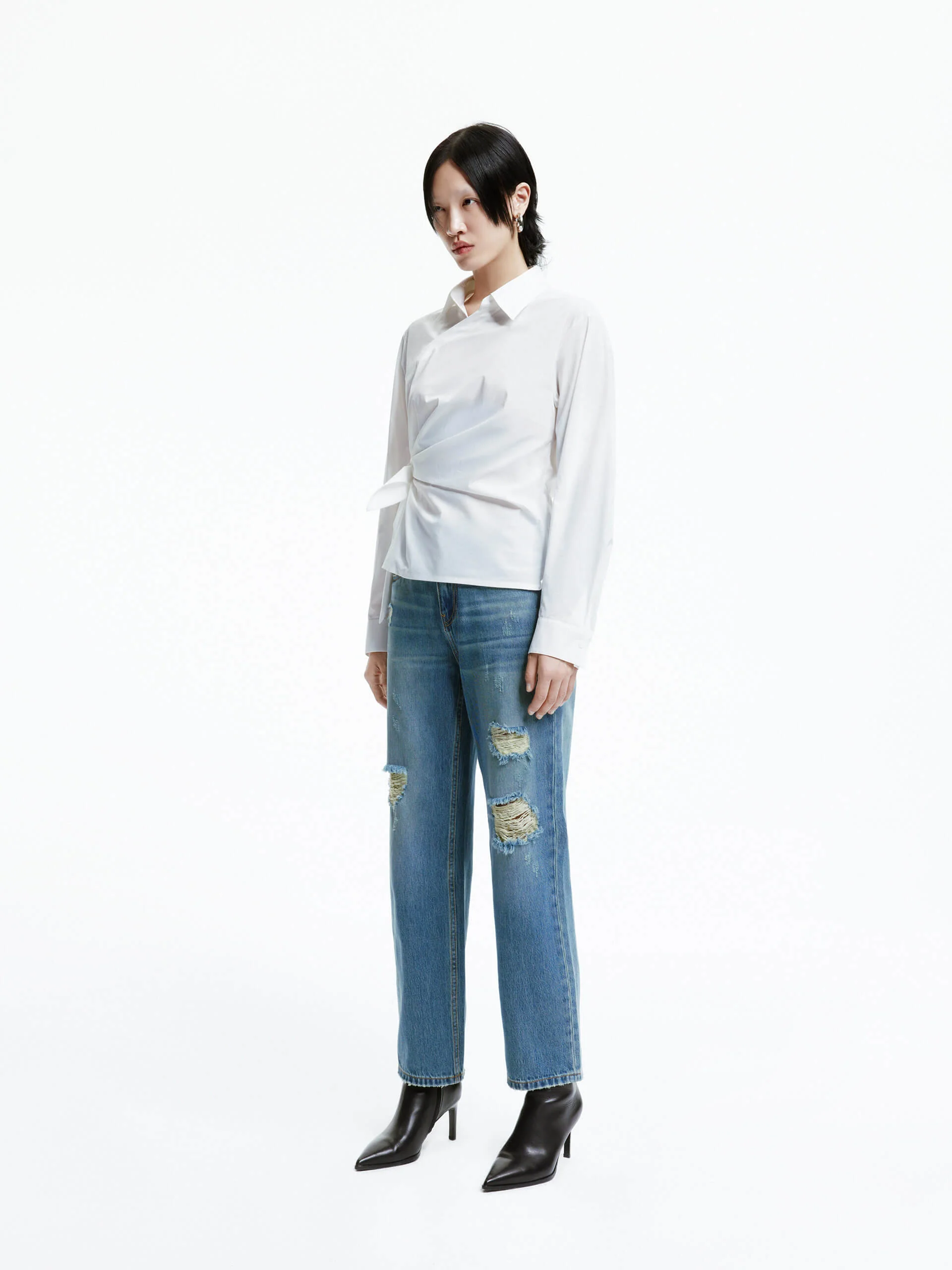 Slanted Placket Tie Shirt - Image 7