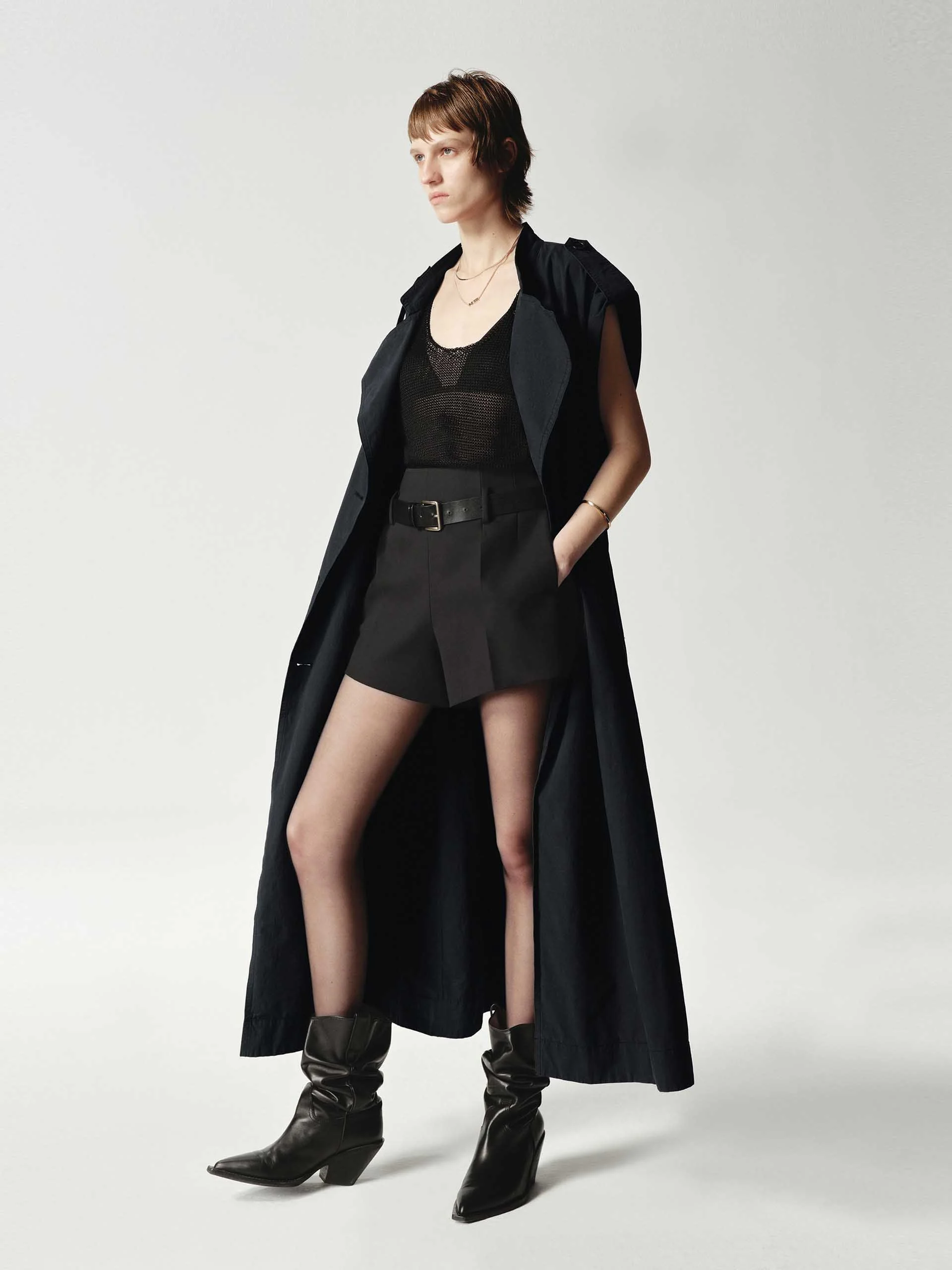 Sleeveless Back Slit Trench Coat - Image 10