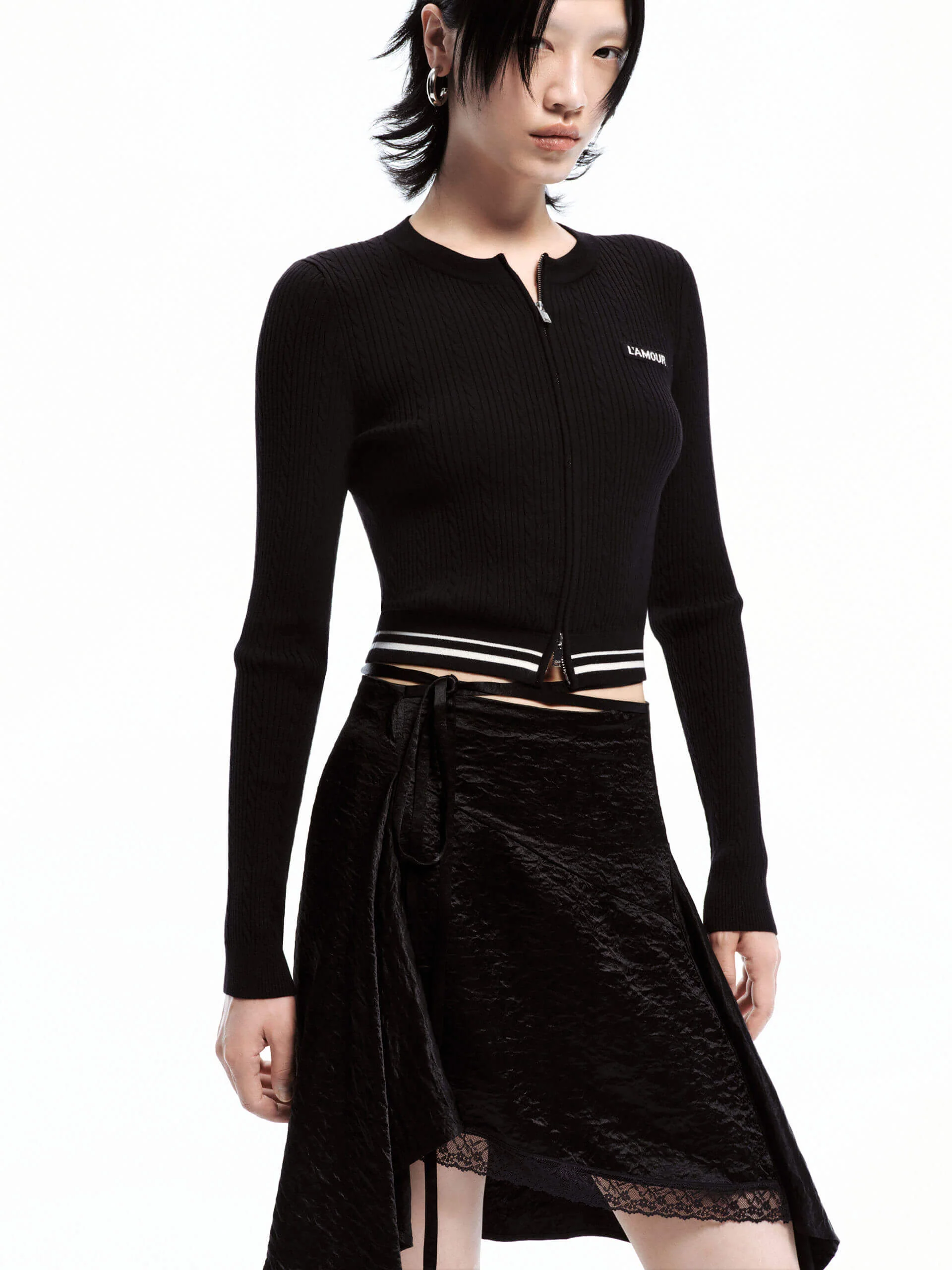 Slim Fitted Zipper Cardigan - Image 2