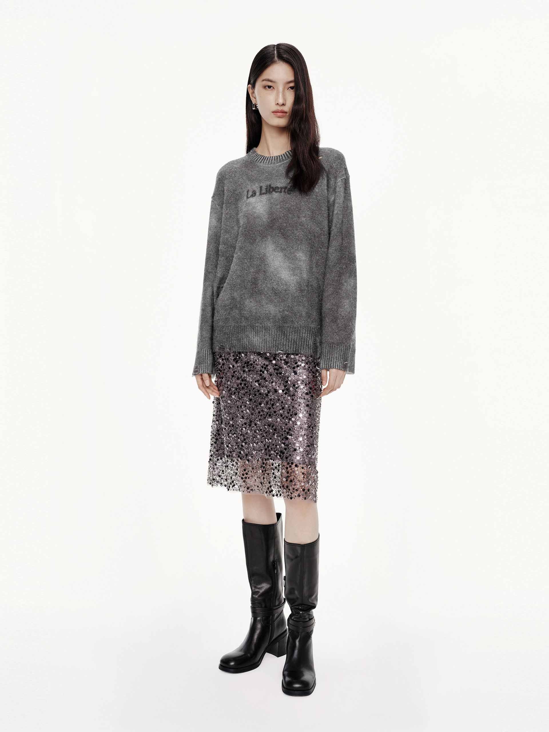 Solid Tulle Sequin Skirt - Image 2