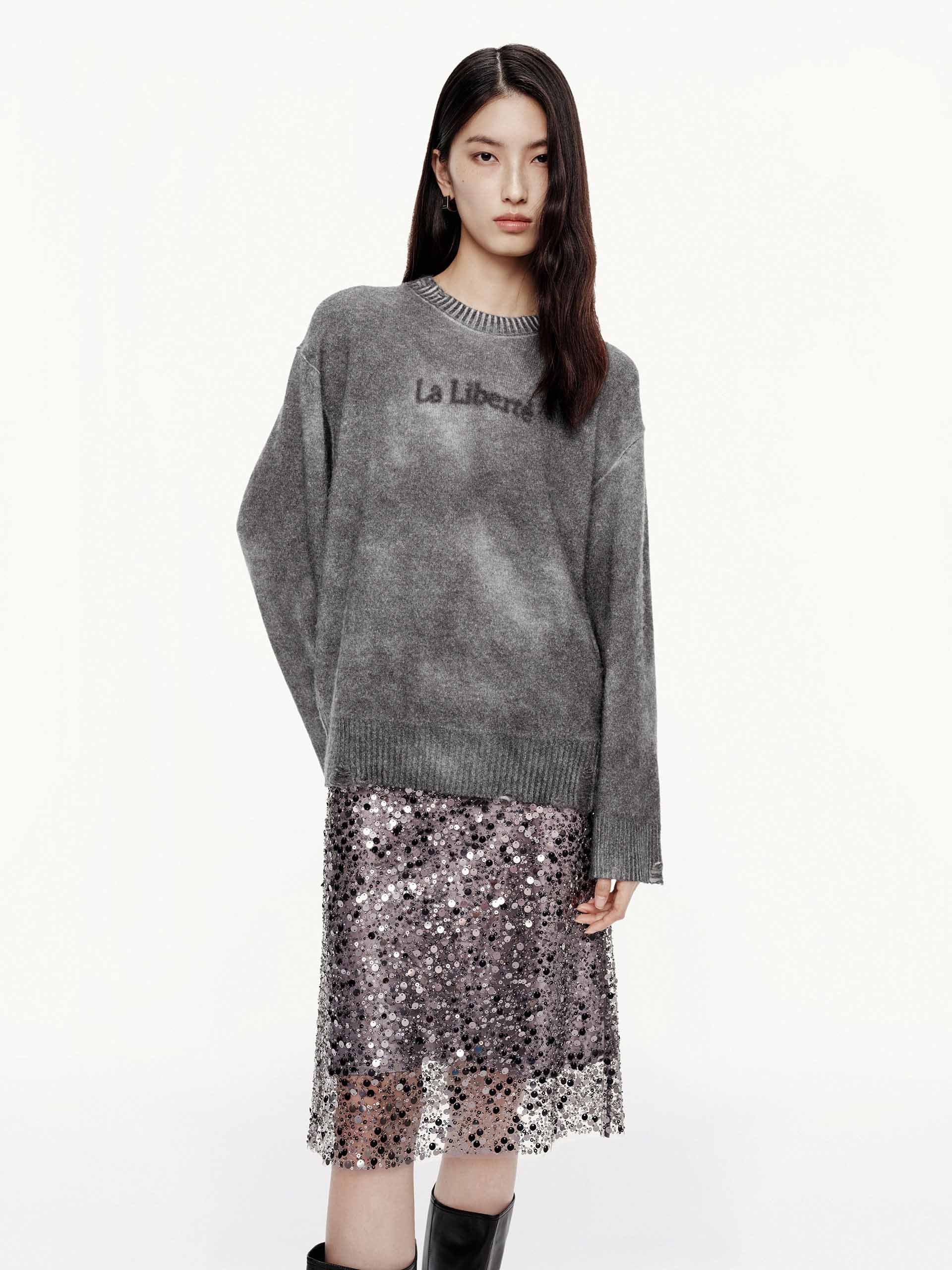 Solid Tulle Sequin Skirt - Image 7