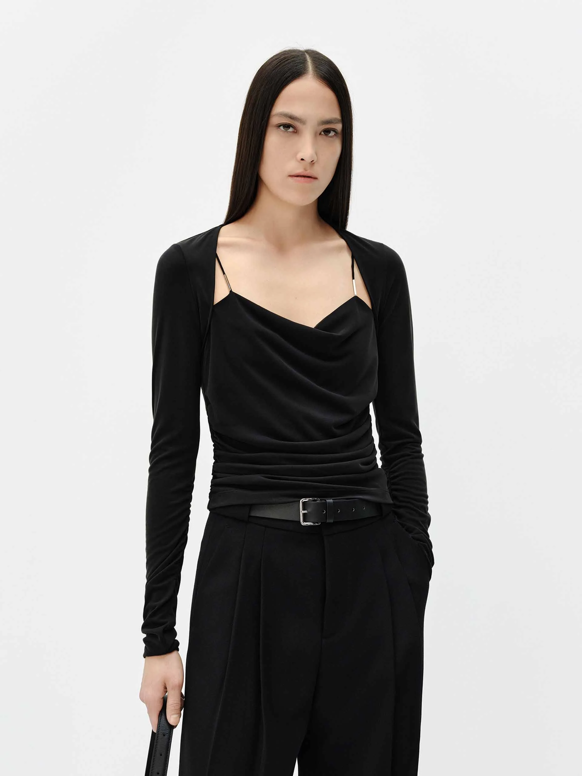 Square Neck Pleated Top
