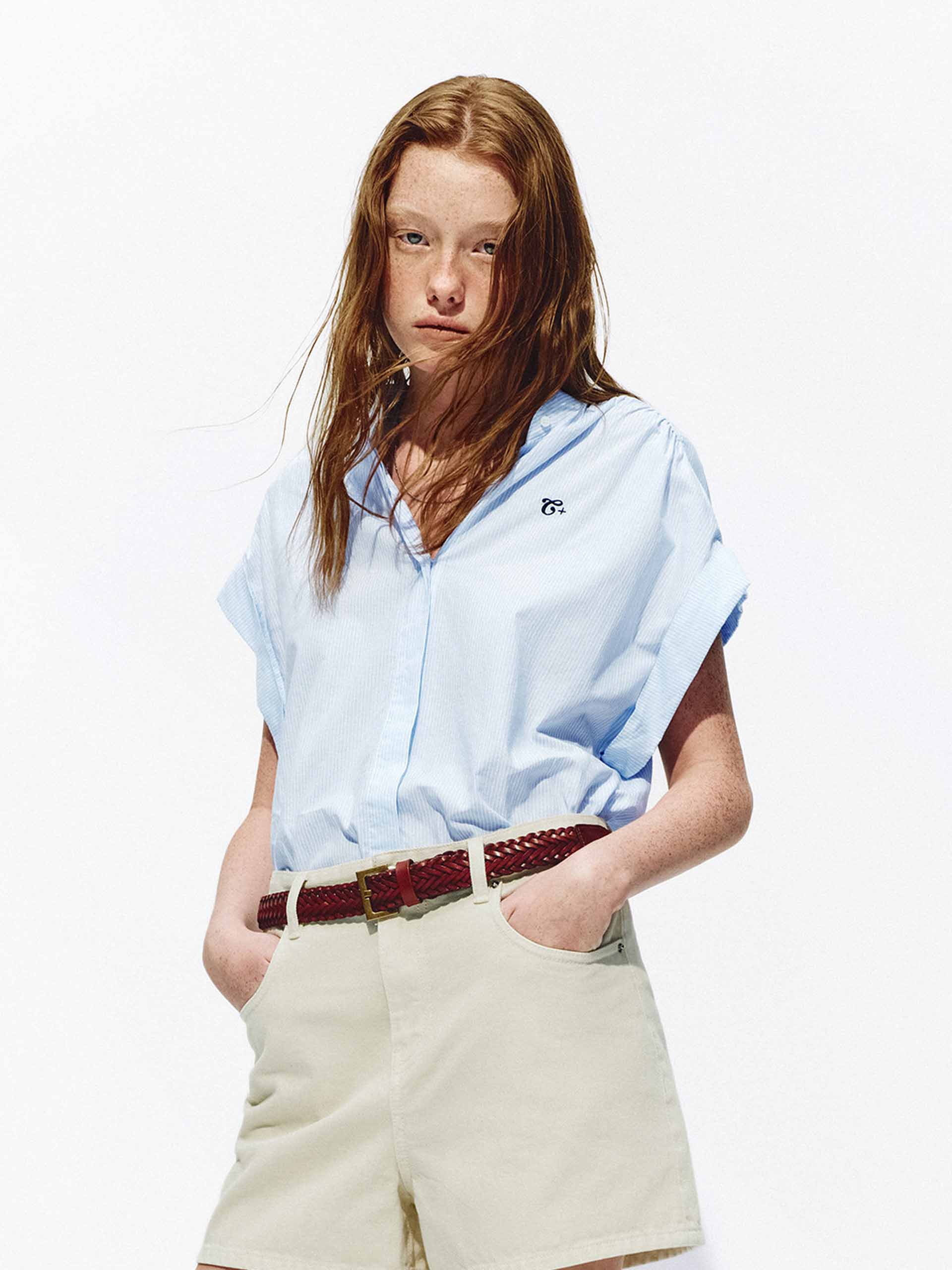 Stand Collar Cotton Blouse - Image 6