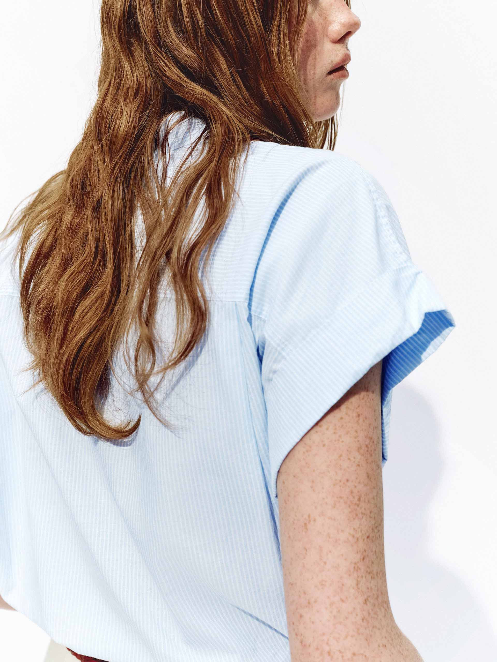 Stand Collar Cotton Blouse - Image 7