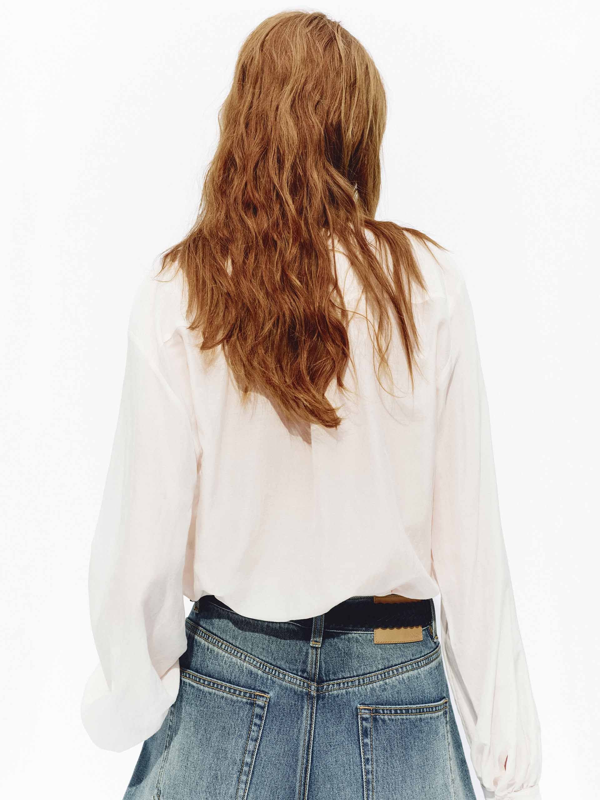 Stand Collar Cropped Blouse - Image 6