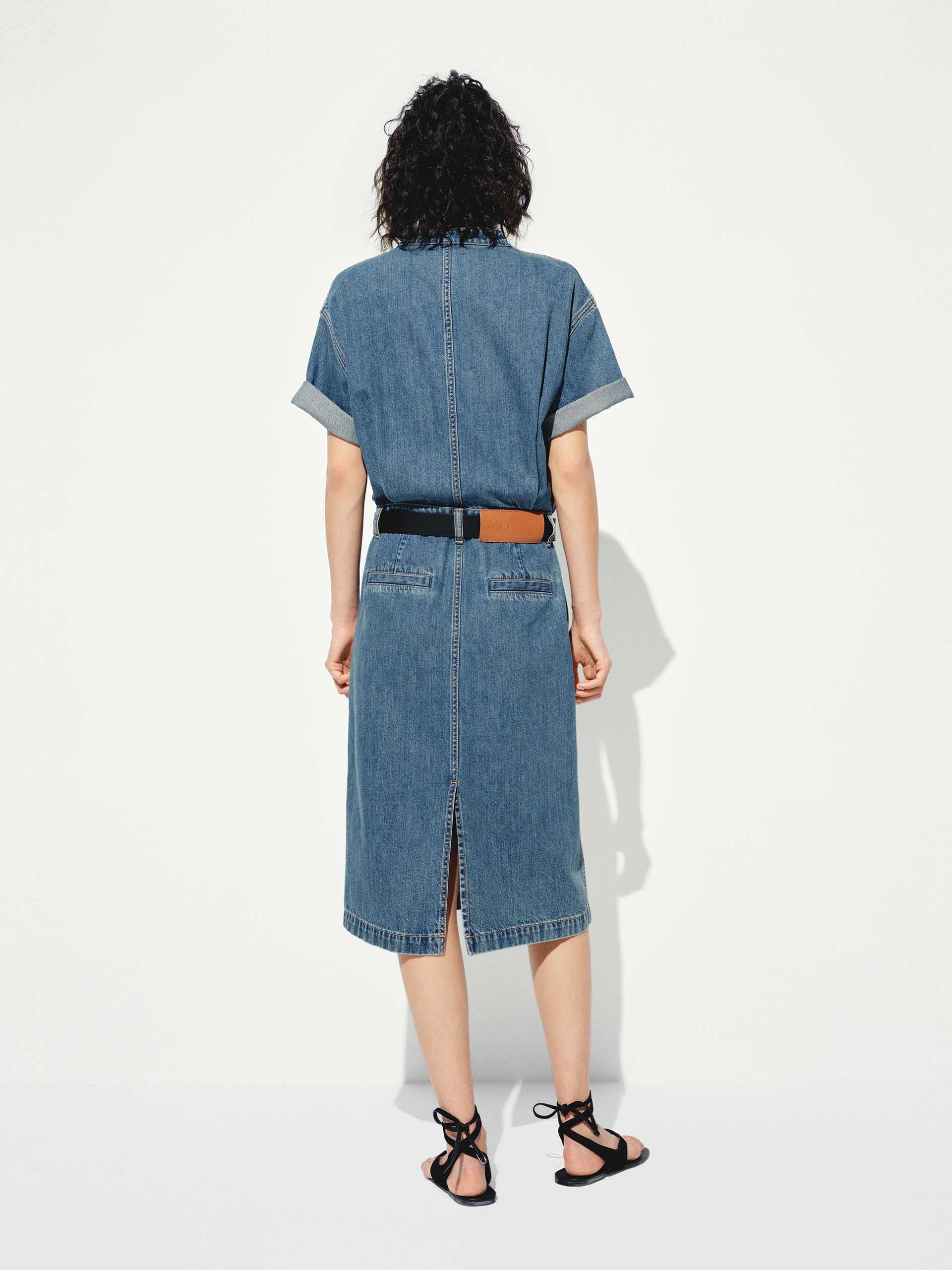 Straight Cut Denim Midi Dress - Image 3