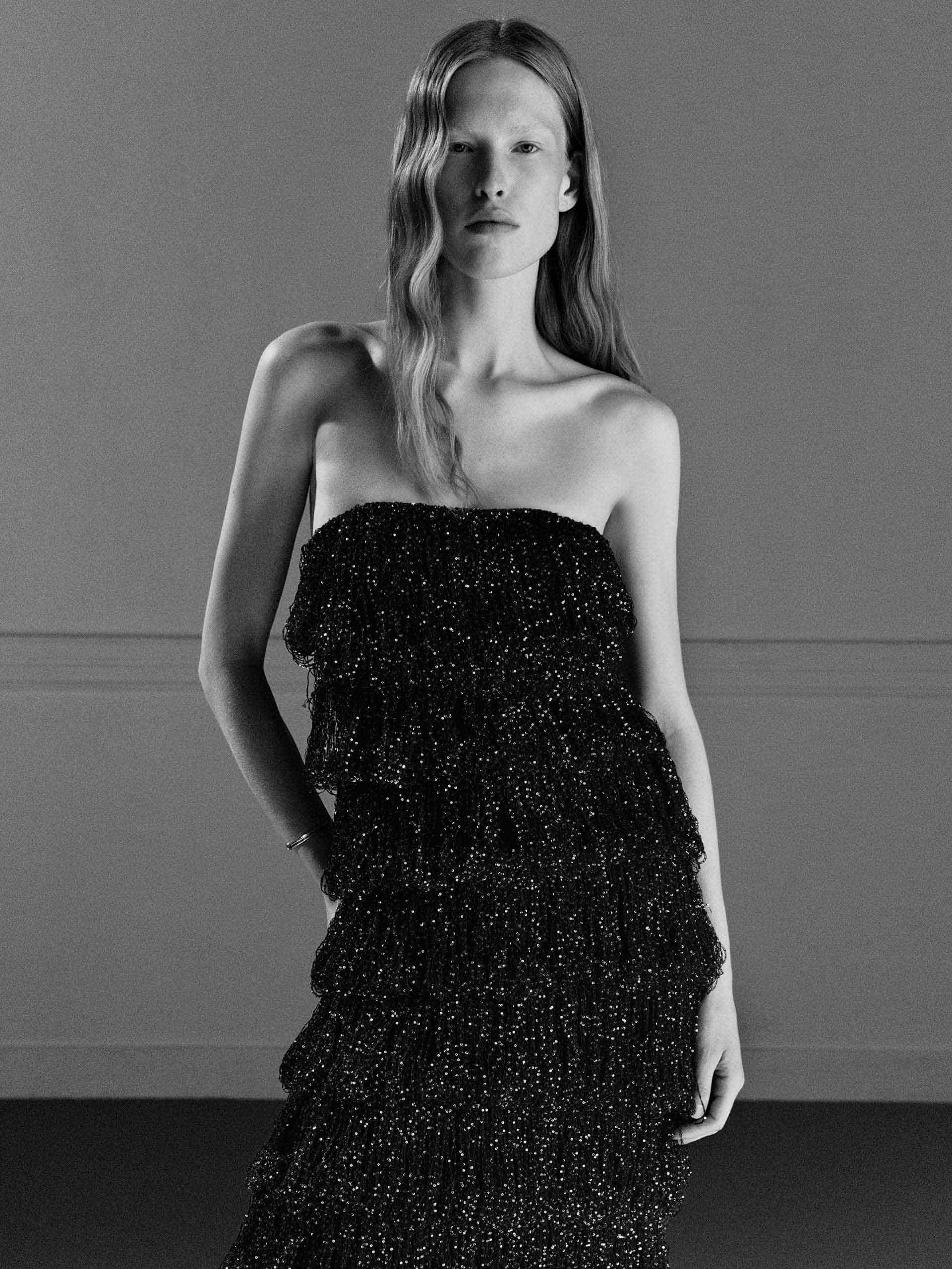 Strapless Sequin Tiered Dress - Image 6