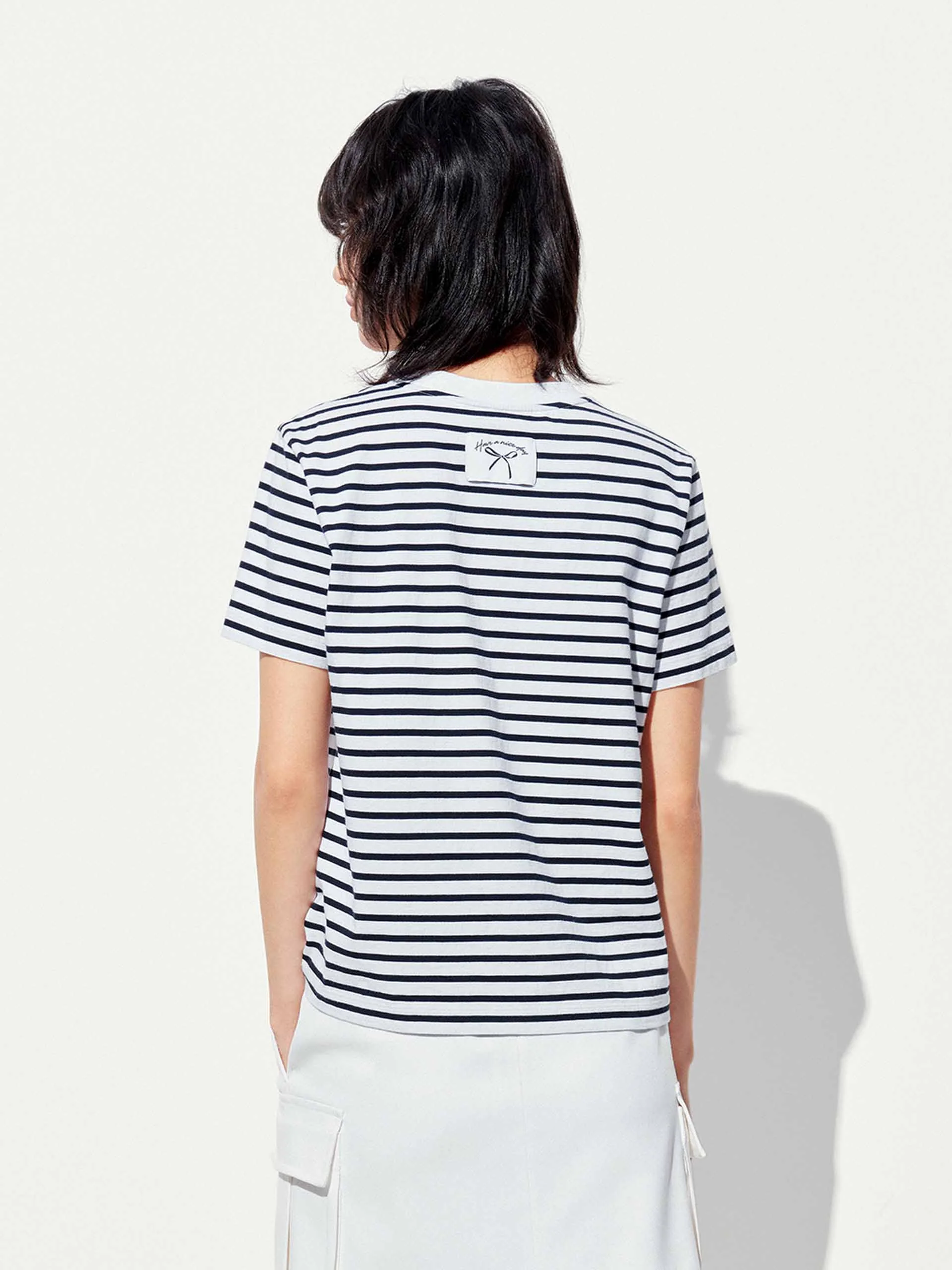 Striped Back Logo Cotton T-shirt - Image 8
