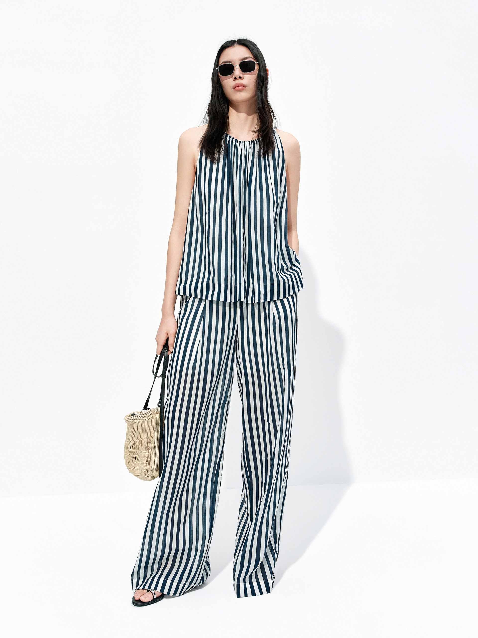 Striped Halter Neck Blouse - Image 2