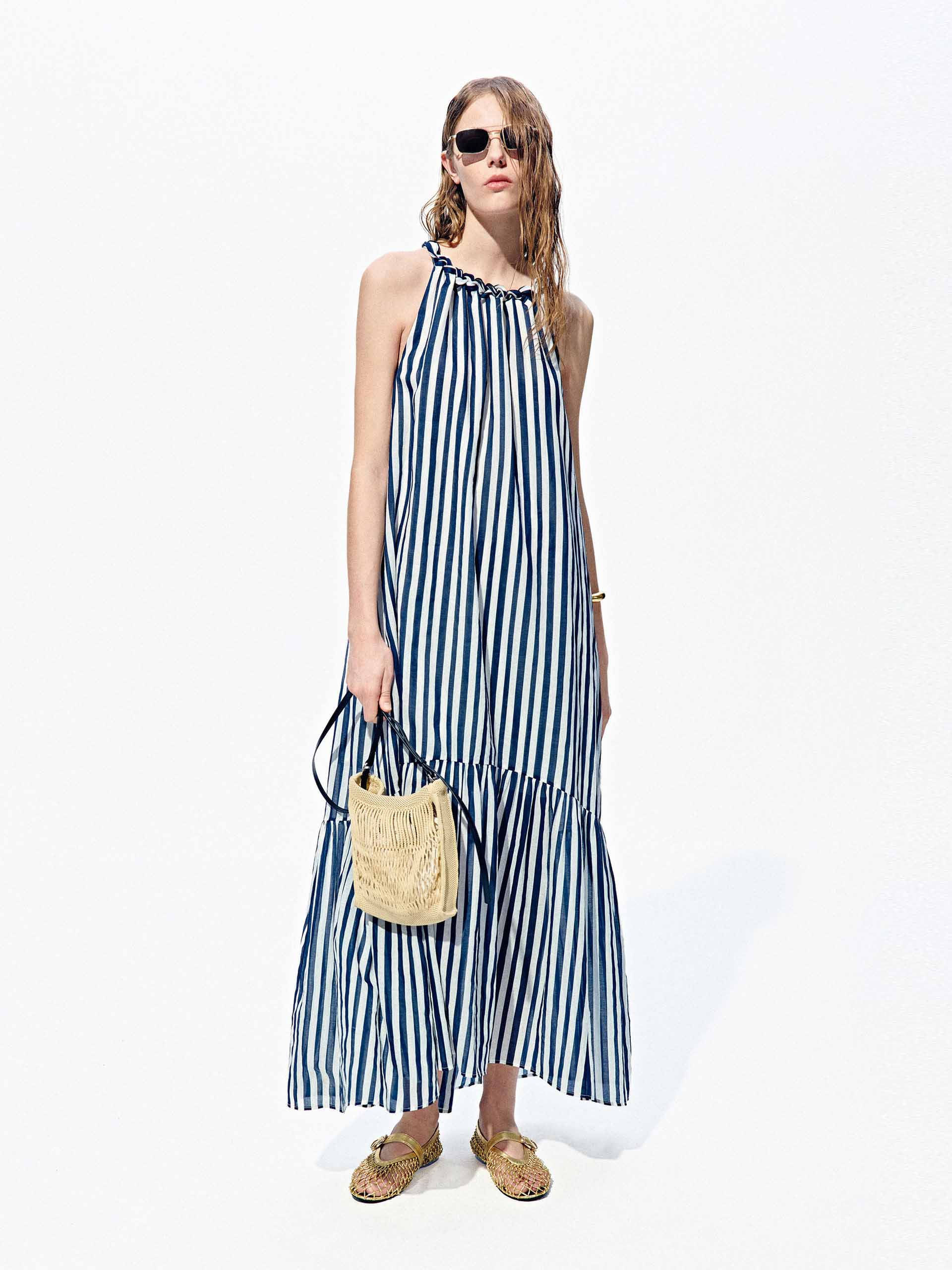 Striped Halter Neck Maxi Dress - Image 2