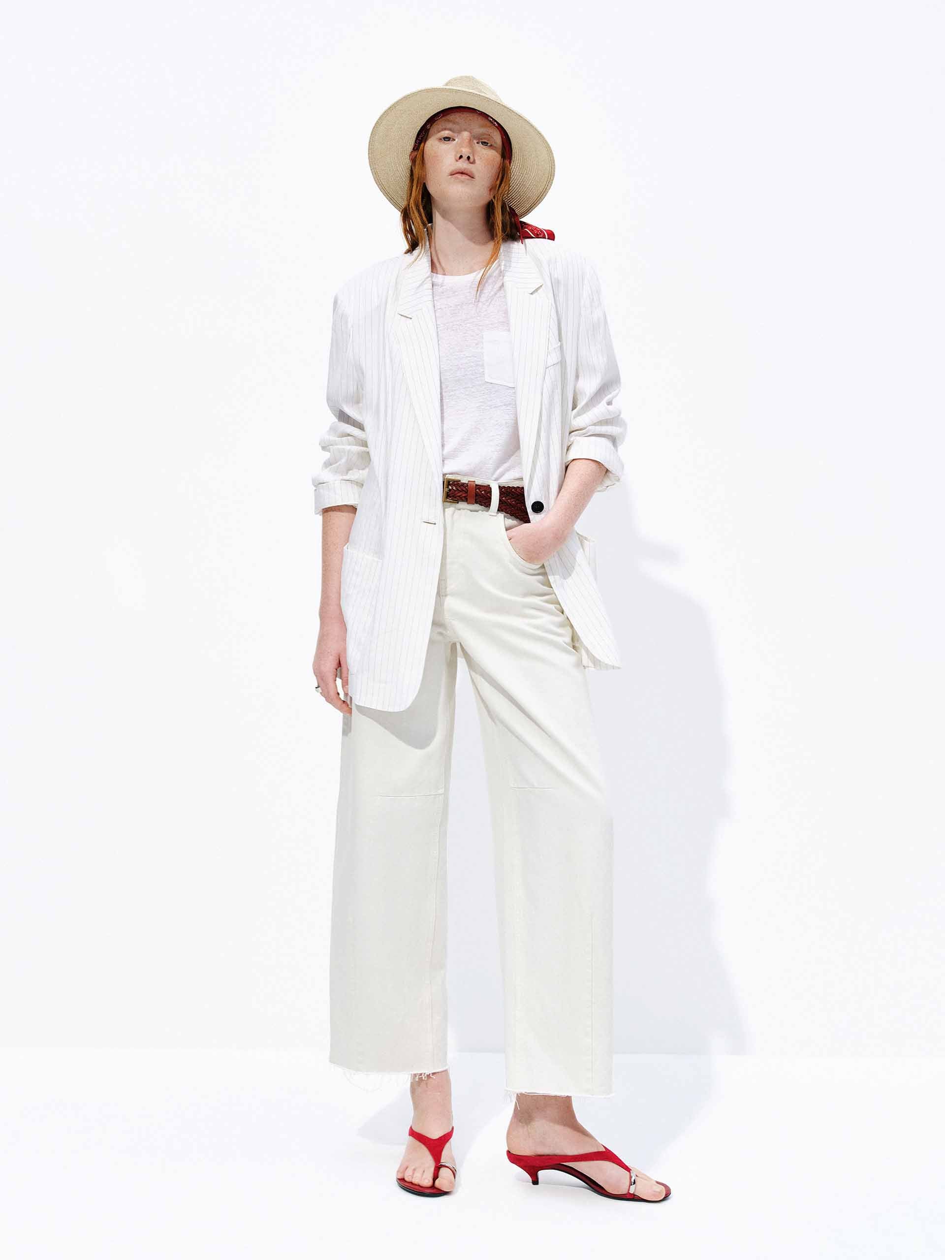 Striped Linen Blend Blazer - Image 2