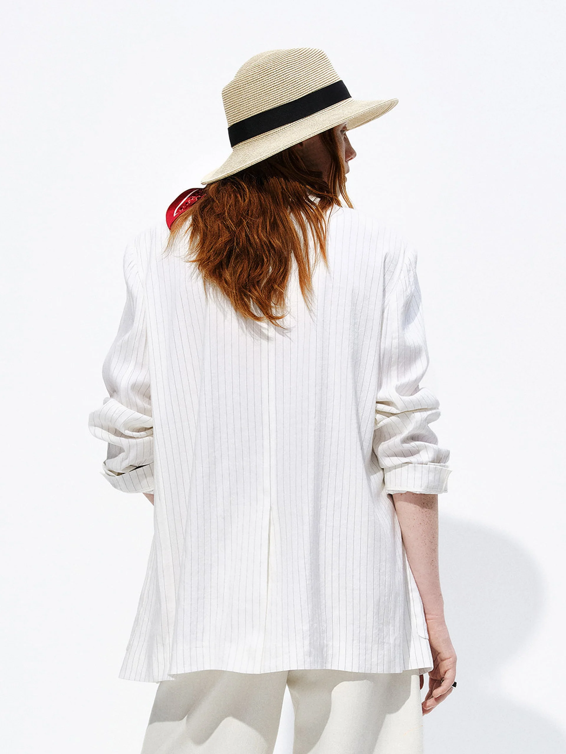 Striped Linen Blend Blazer - Image 3