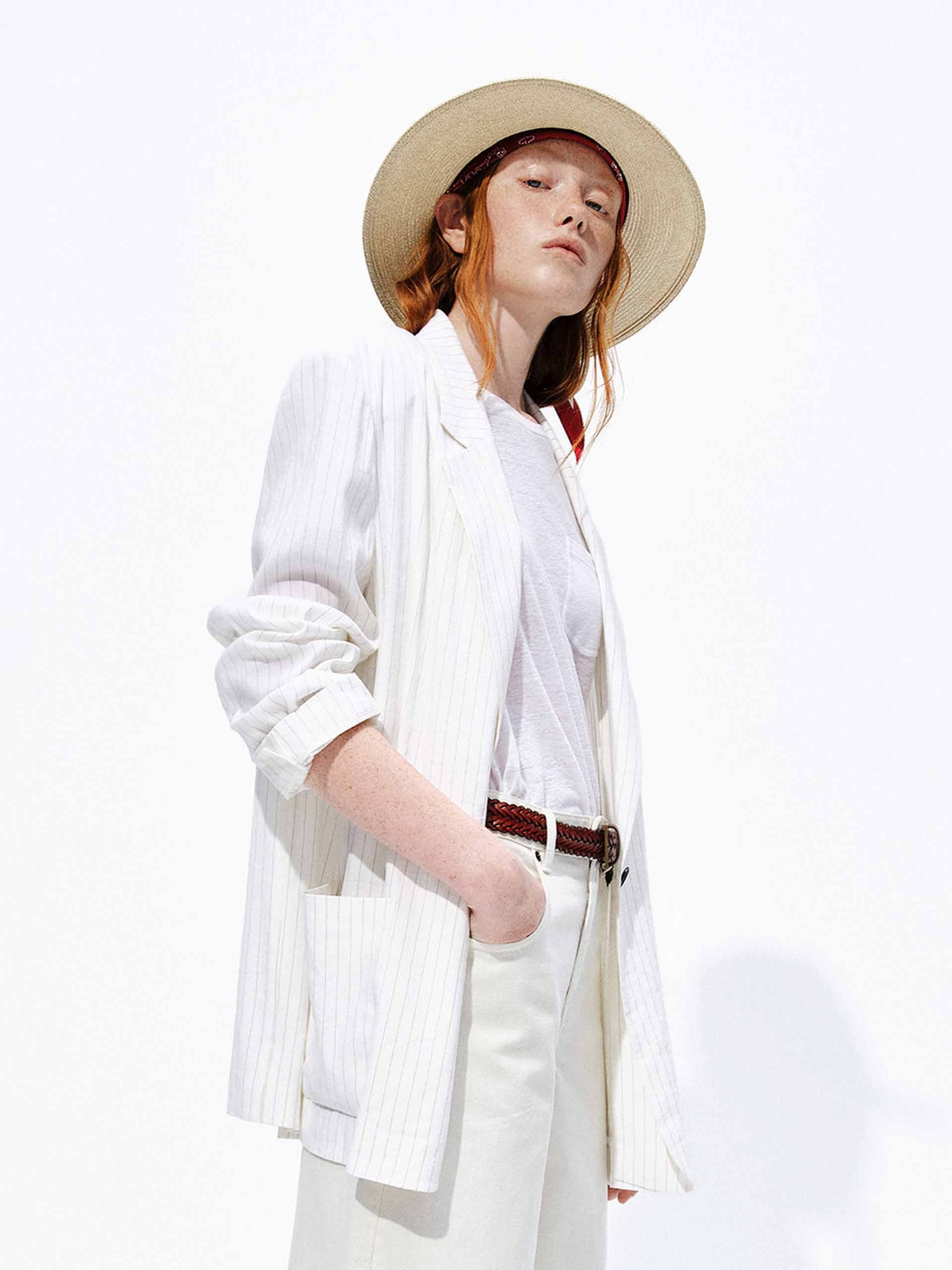 Striped Linen Blend Blazer - Image 7