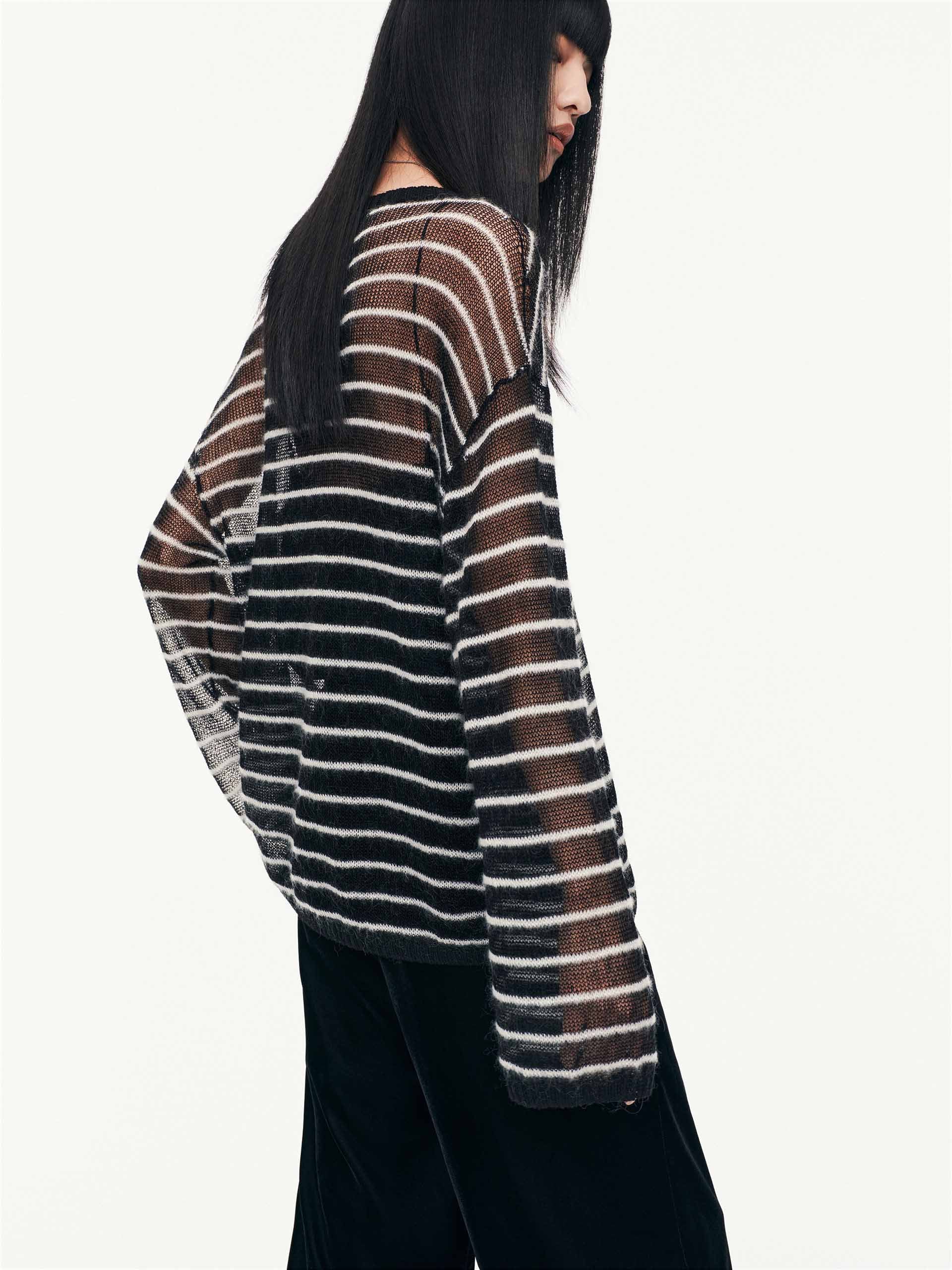 Striped Open Knit Sweater - Image 8