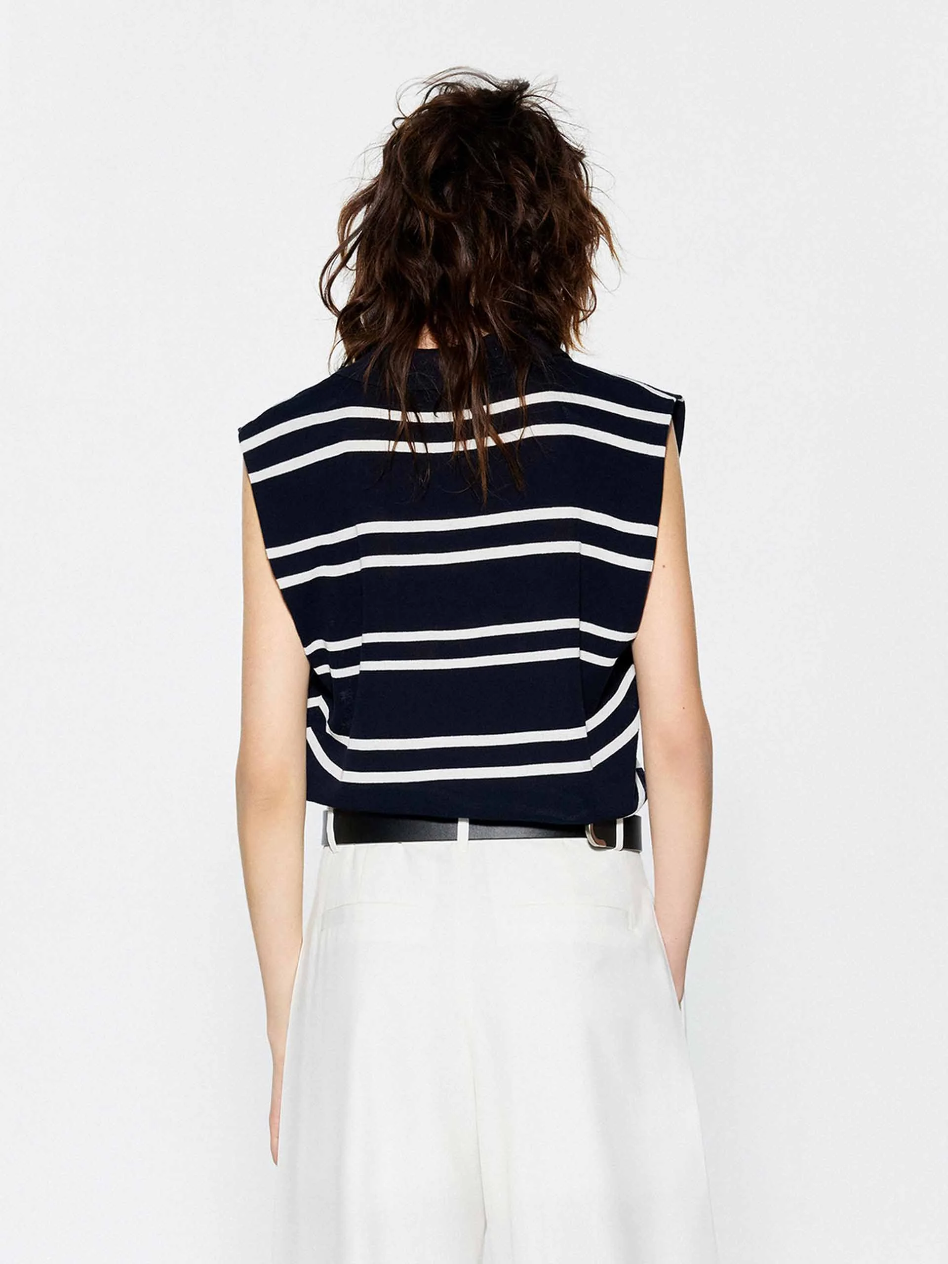 Striped Sleeveless Knitted Top - Image 6