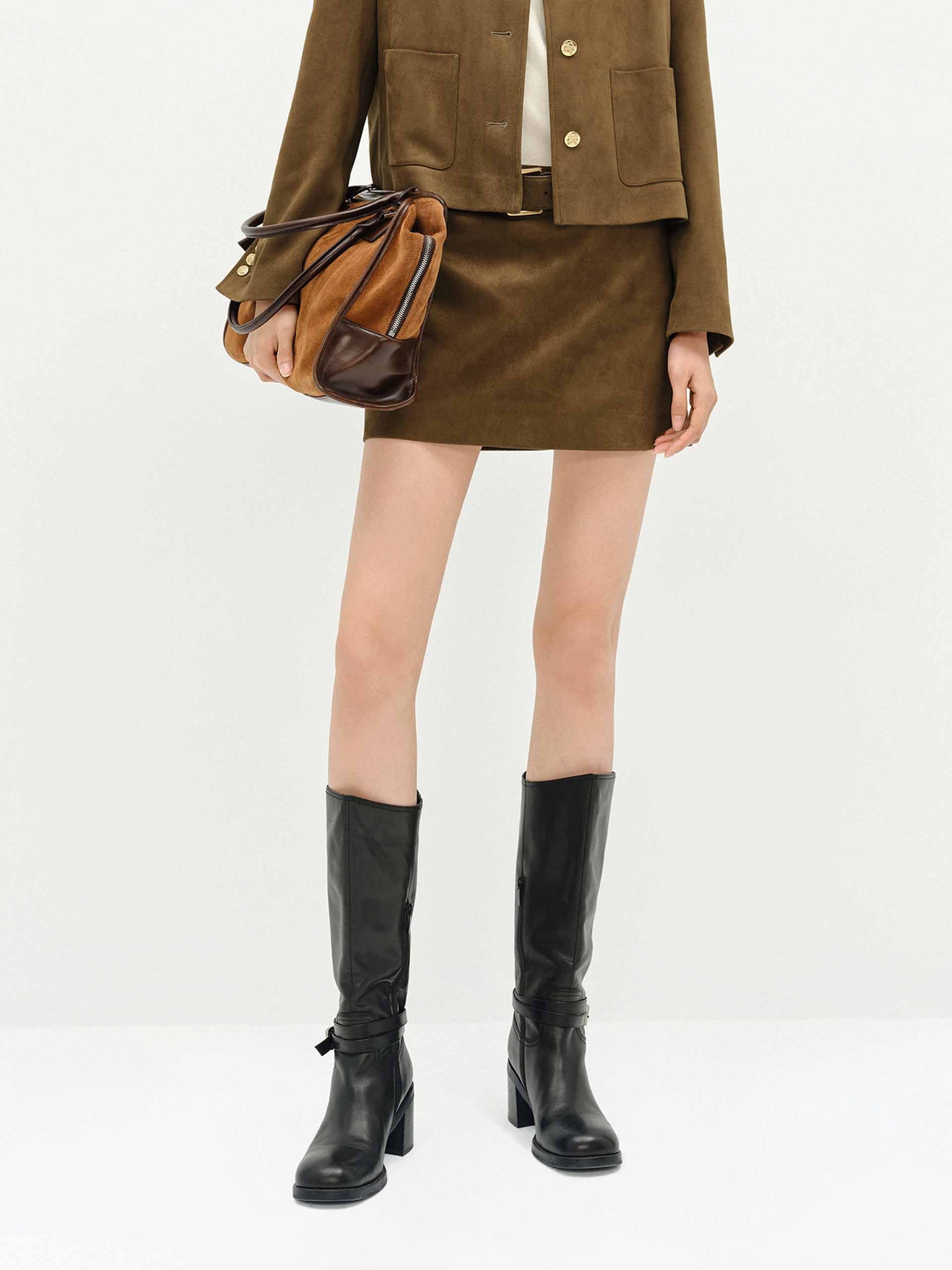 Suede Textured Mini Skirt