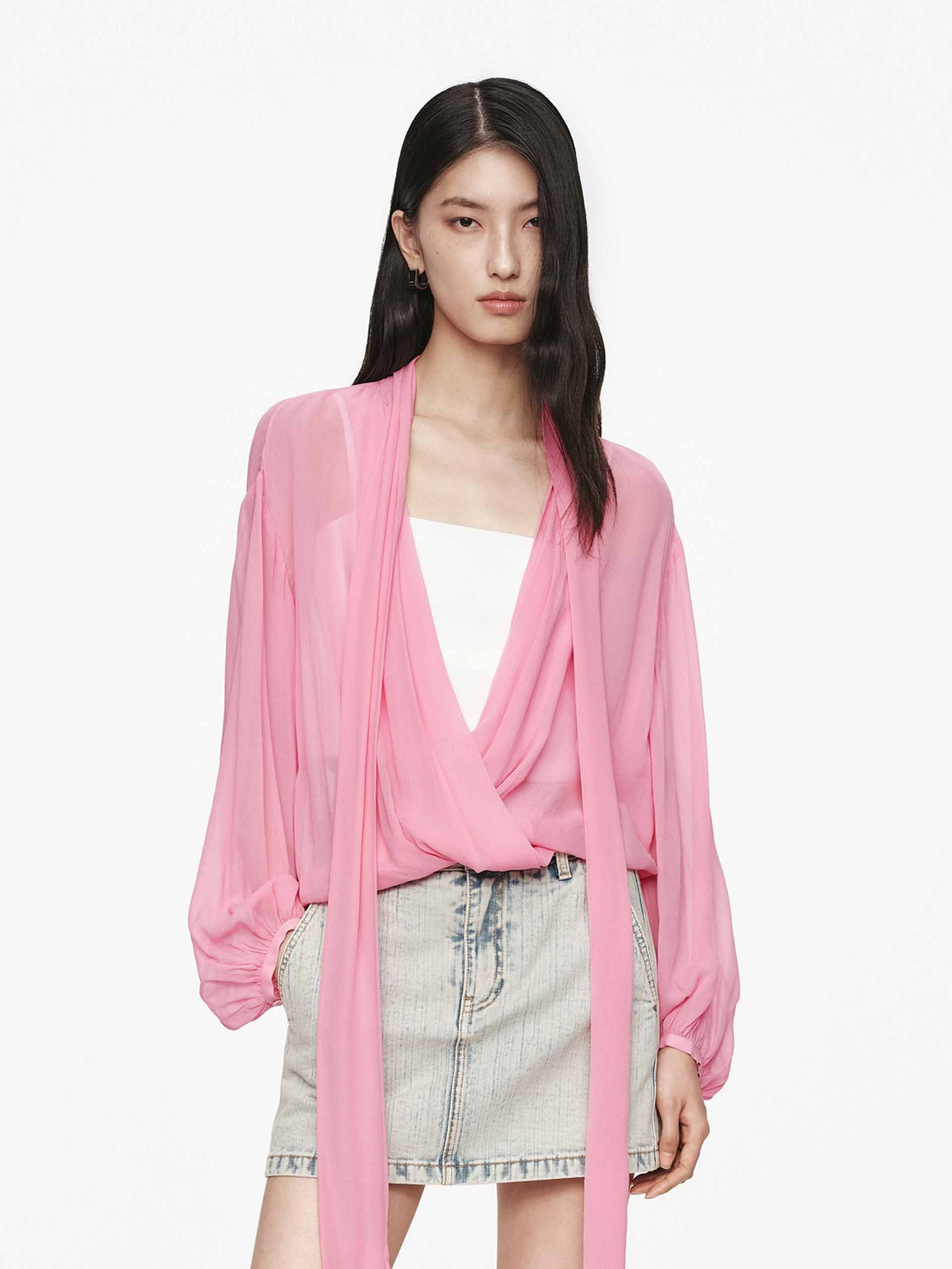 Tie Detail Chiffon Blouse