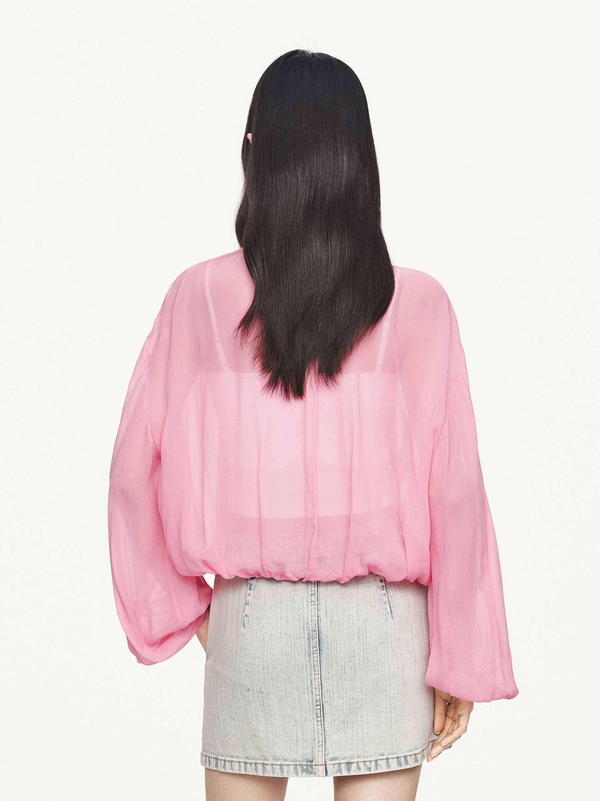 Tie Detail Chiffon Blouse - Image 6
