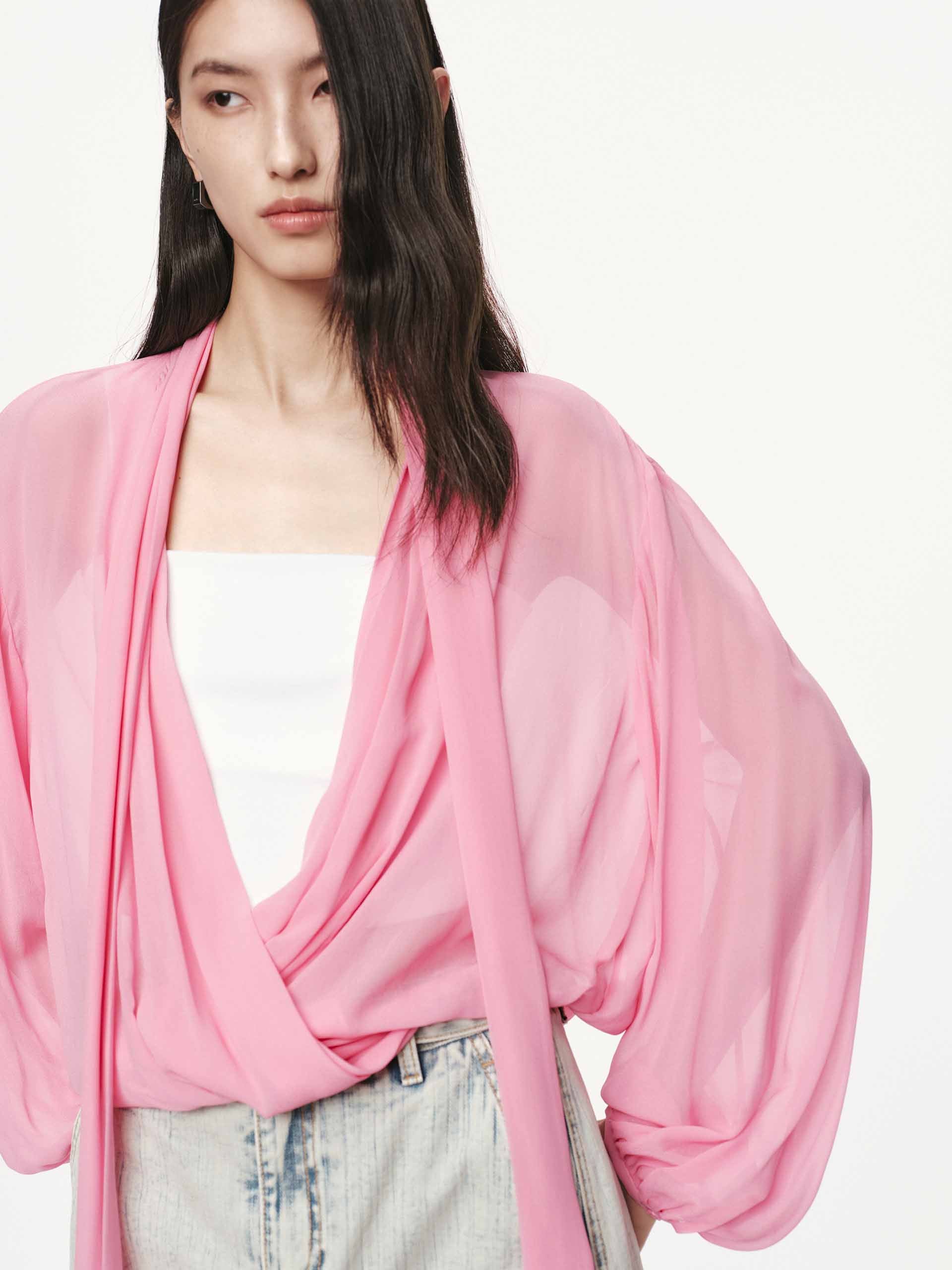 Tie Detail Chiffon Blouse - Image 7