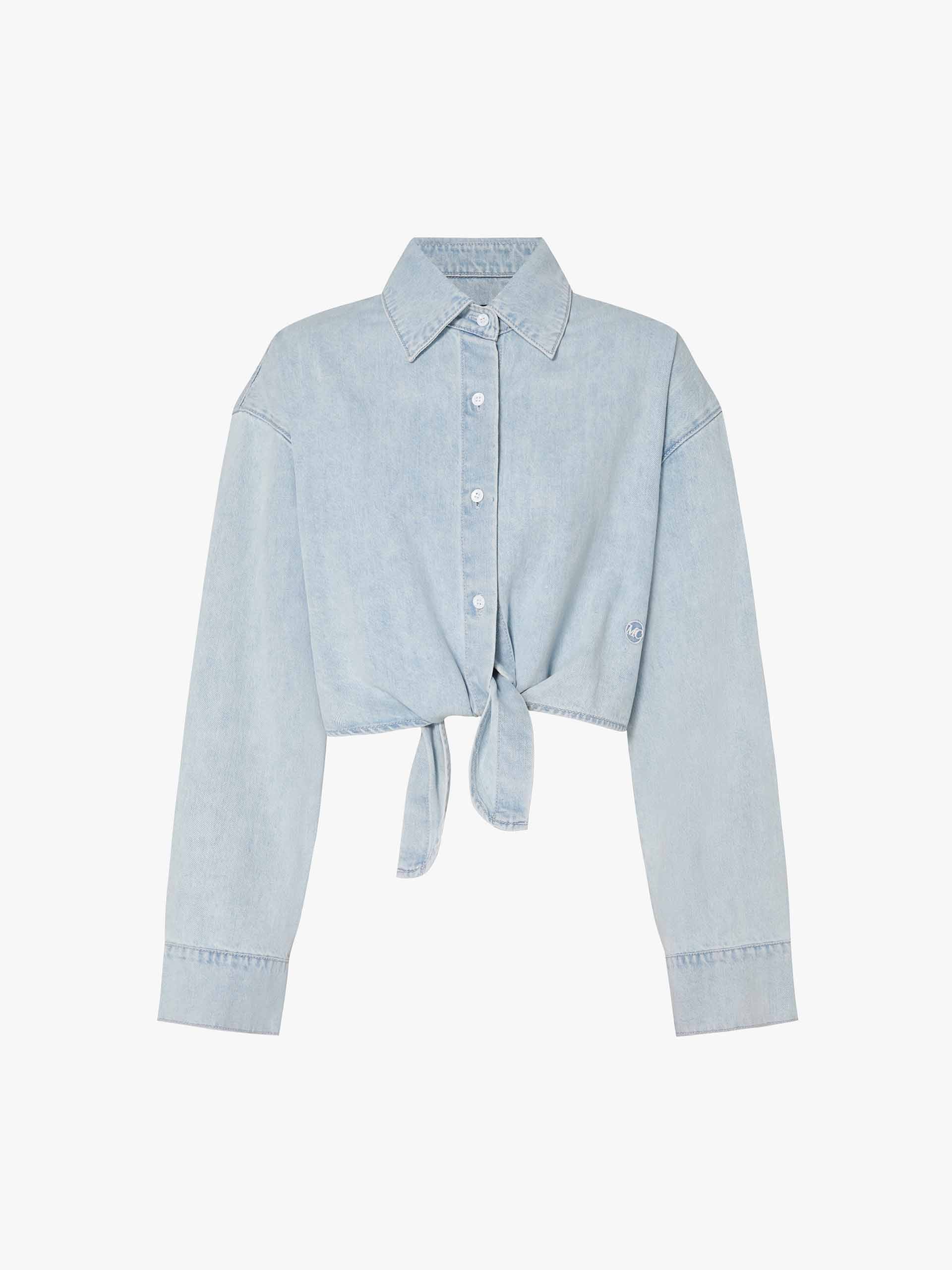 Tie Detail Cropped Shirt - Image 5