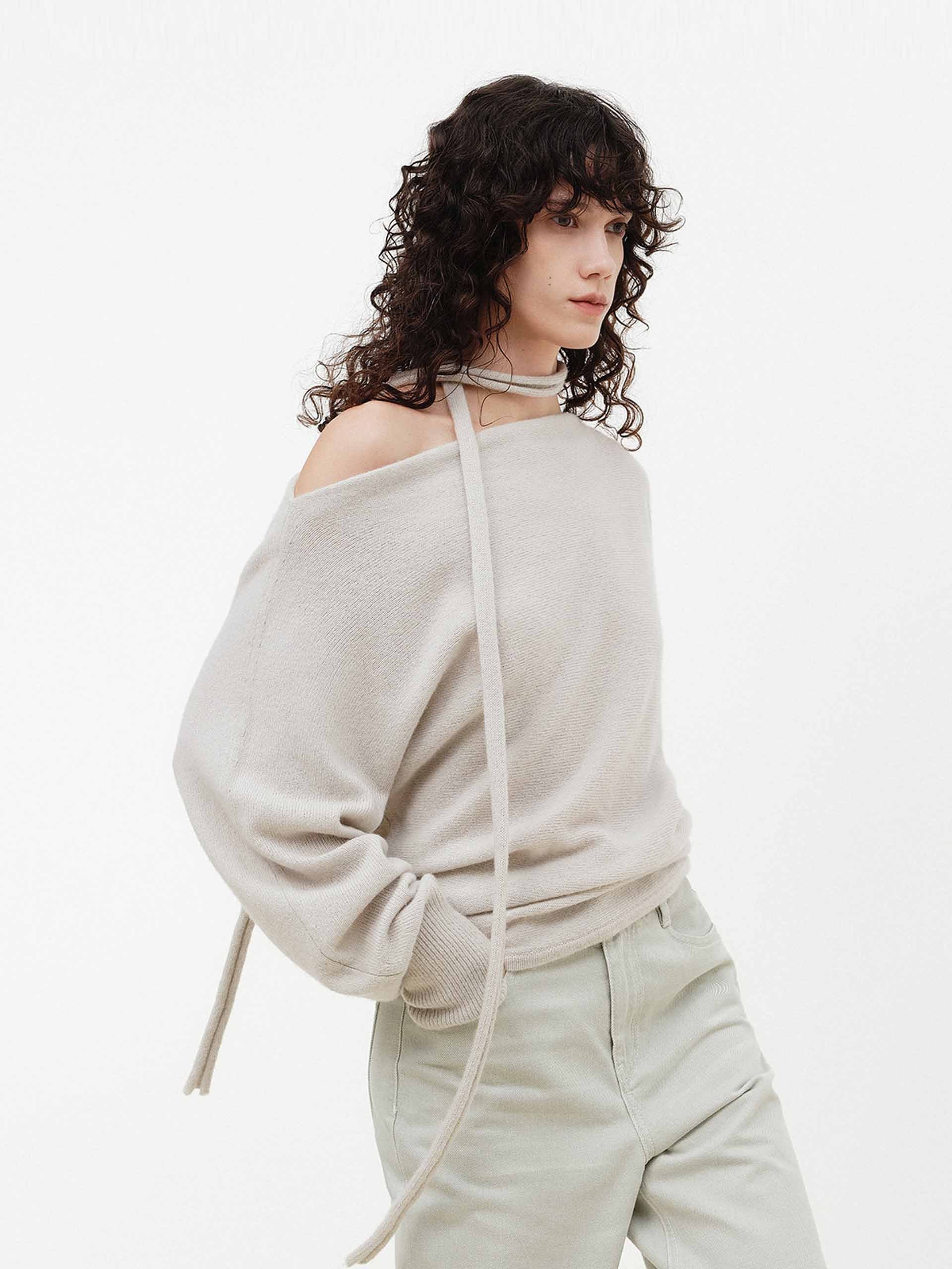Tie Detail Off-shoulder Sweater - Image 10