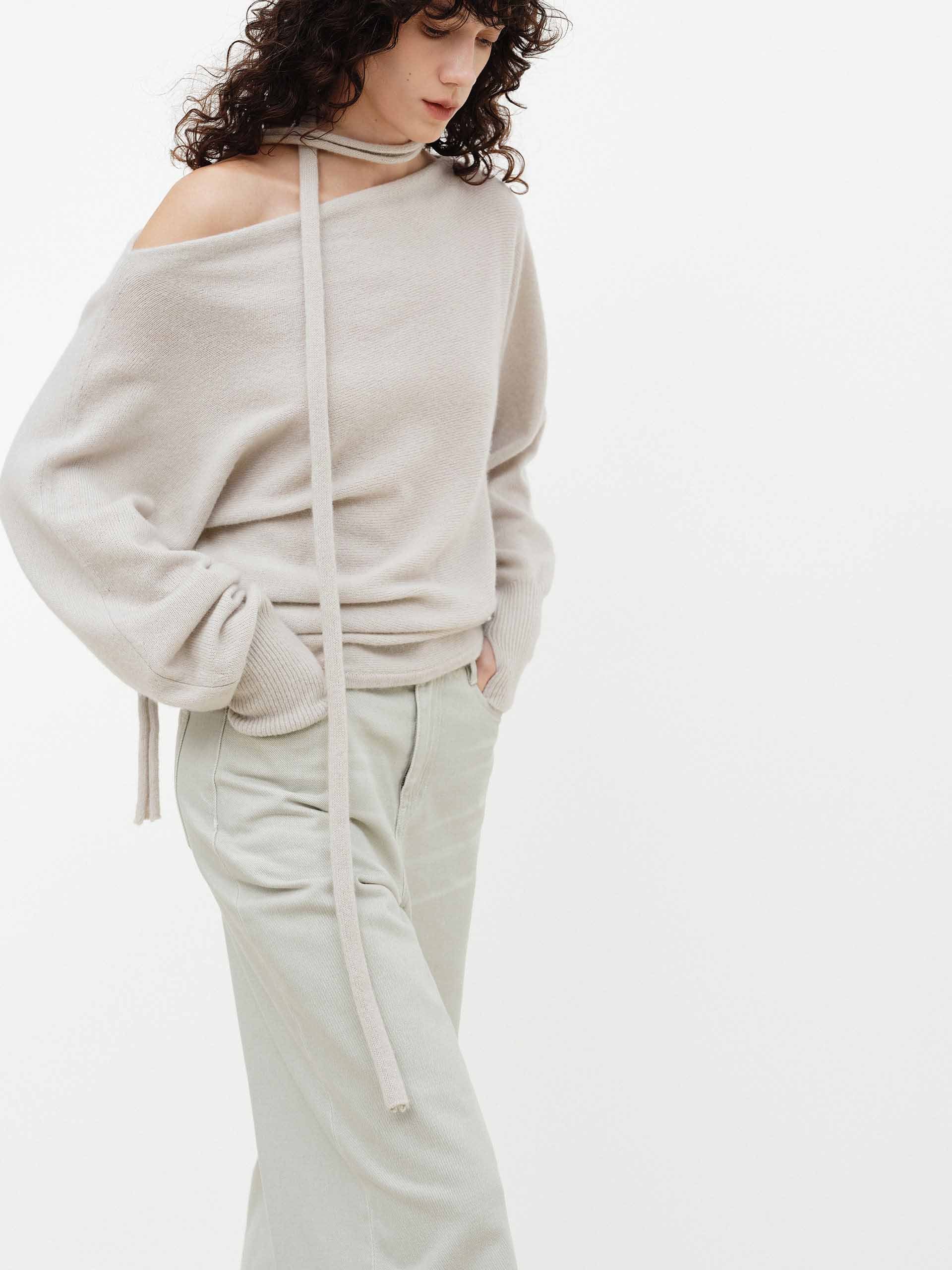 Tie Detail Off-shoulder Sweater - Image 14