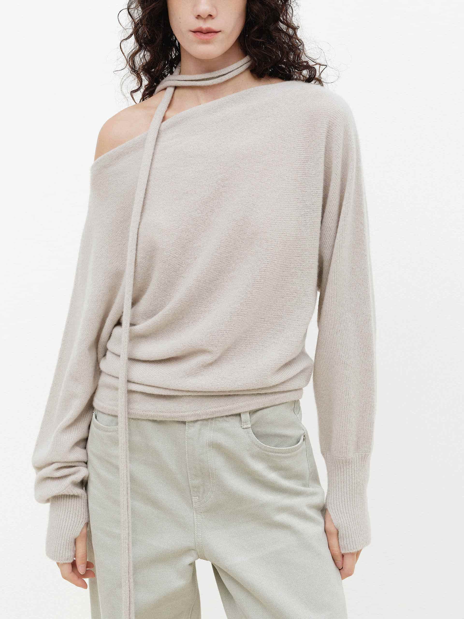 Tie Detail Off-shoulder Sweater - Image 15
