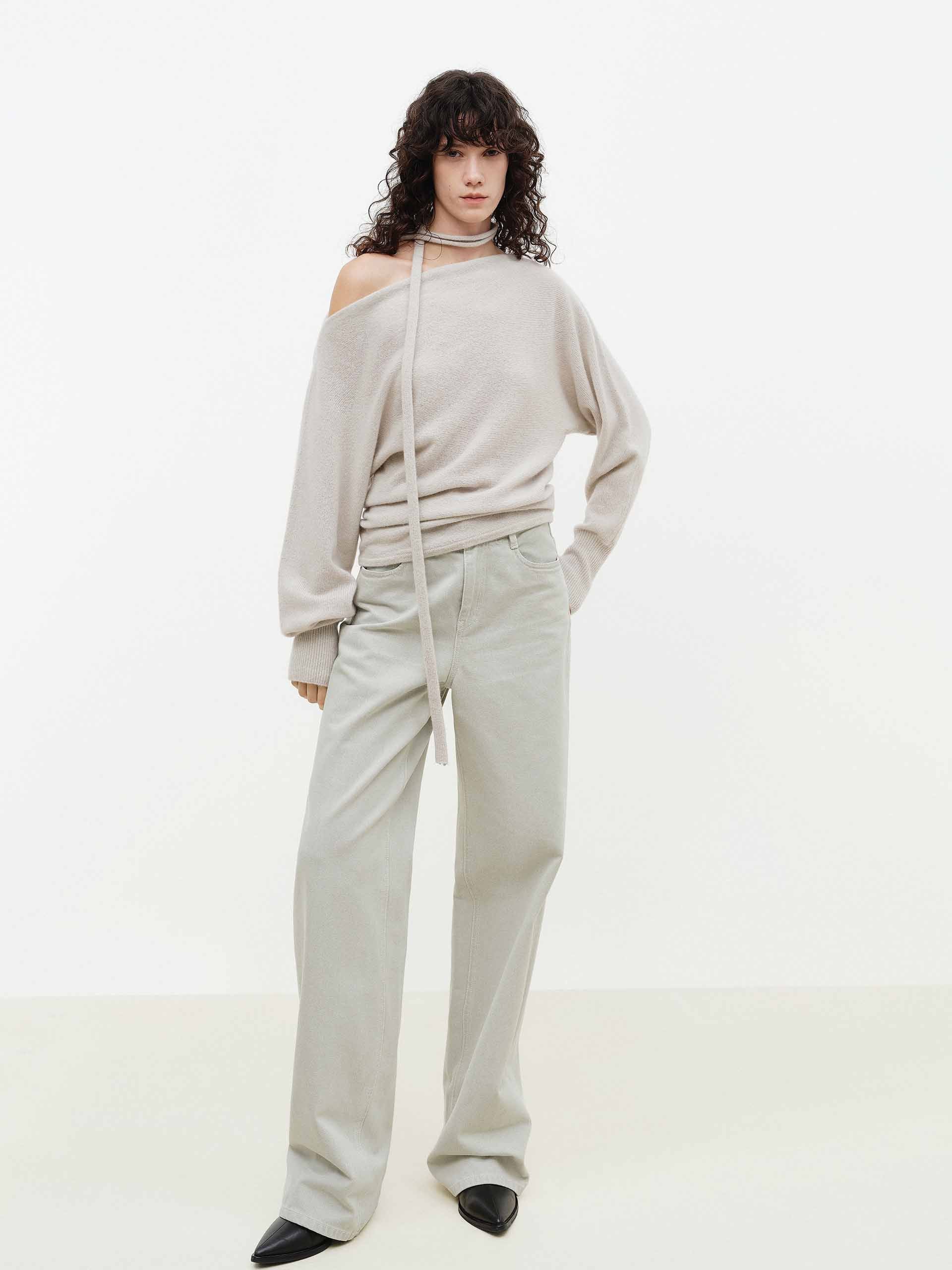Tie Detail Off-shoulder Sweater - Image 9