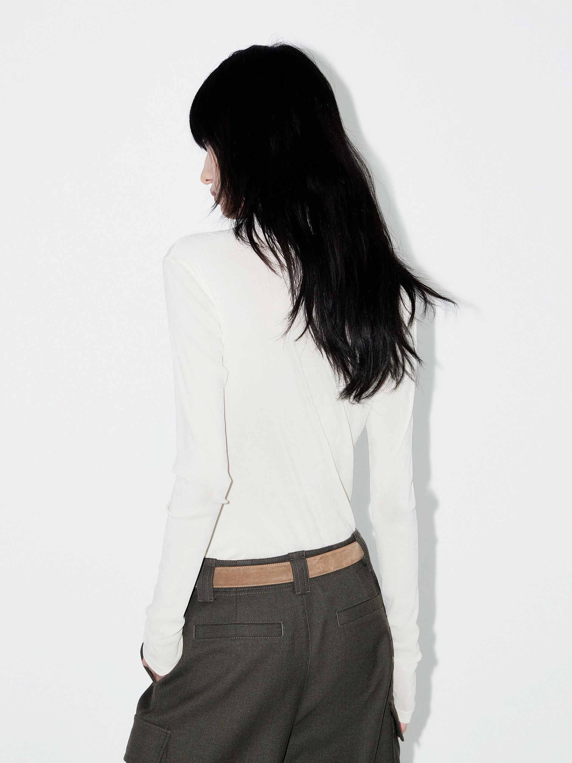 Turtleneck Fitted Beige Top - Image 3