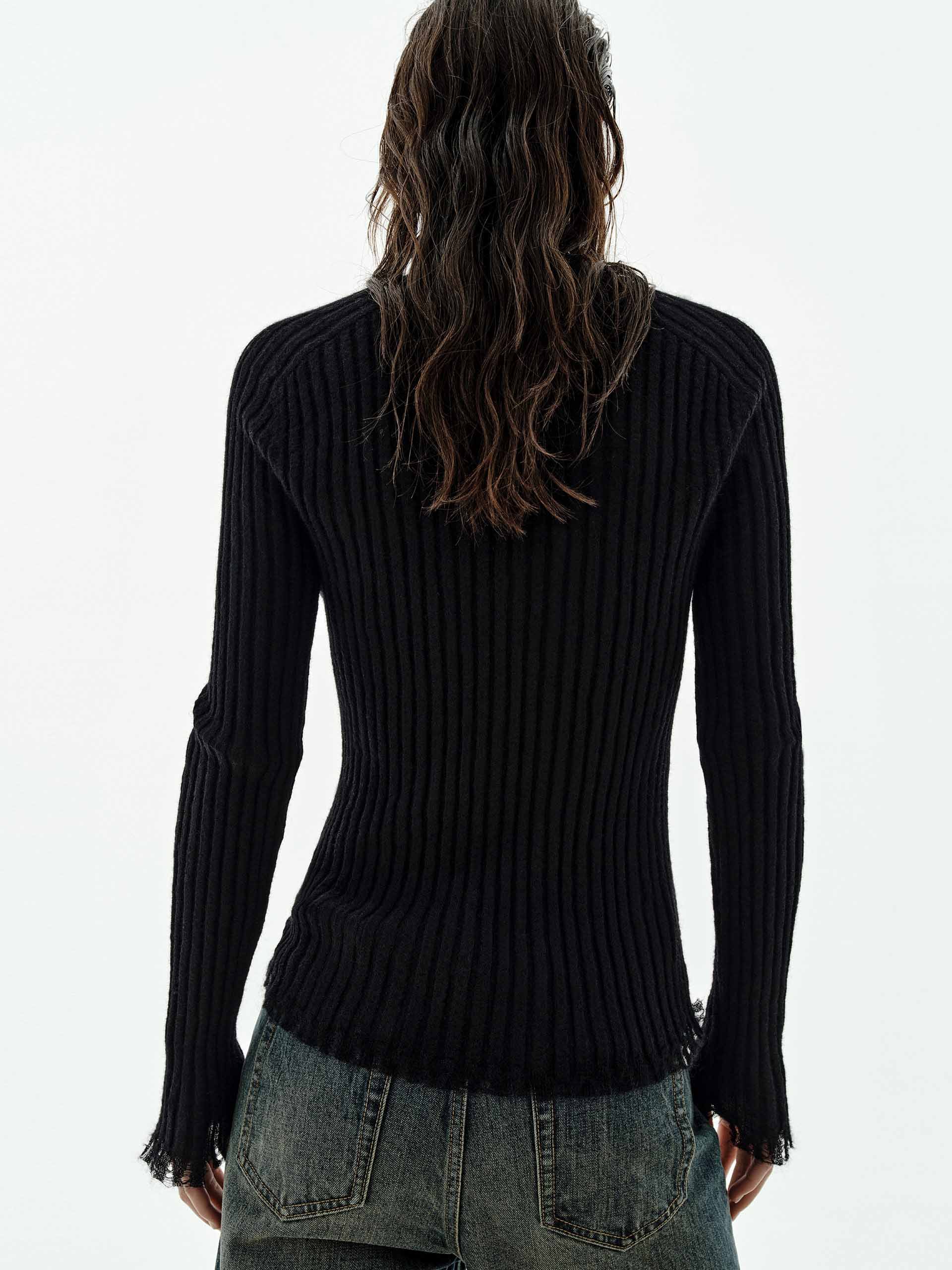 Turtleneck Raw Hem Sweater - Image 12