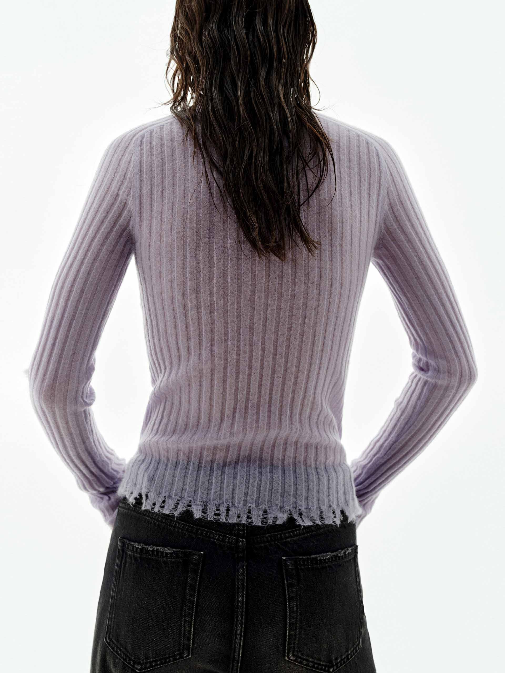 Turtleneck Raw Hem Sweater - Image 4