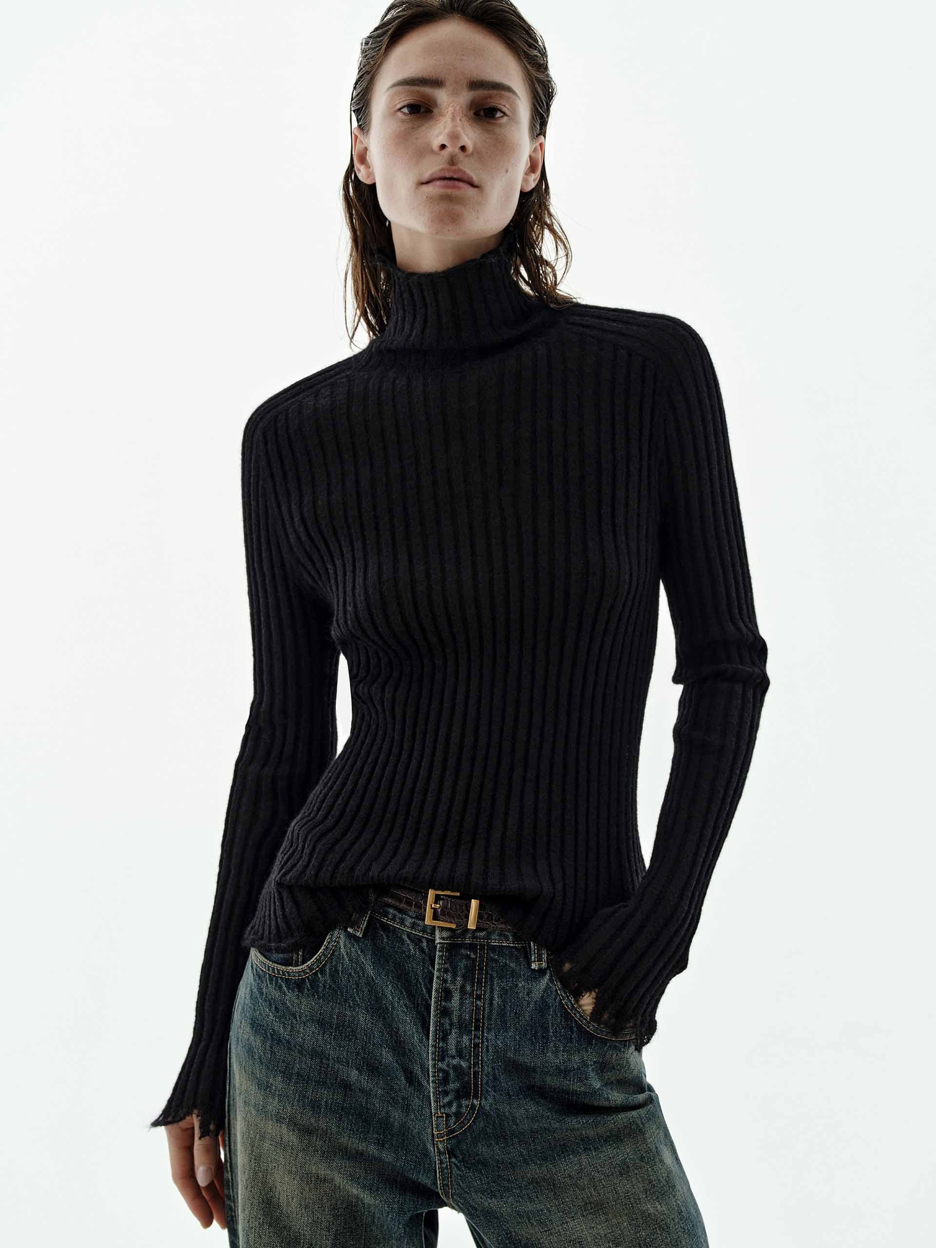 Turtleneck Raw Hem Sweater - Image 7