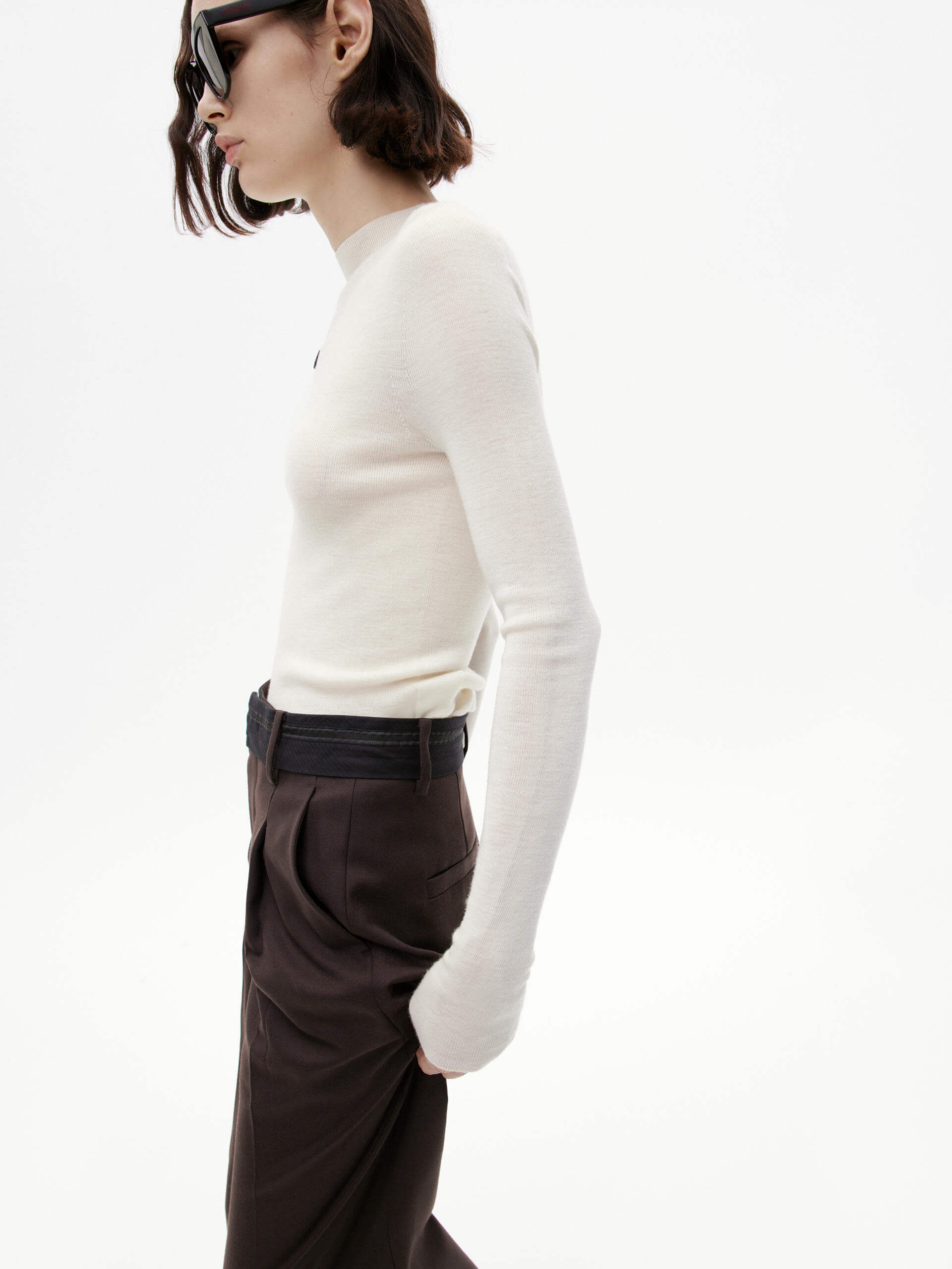Stand Collar Wool Knitted Top - Image 3