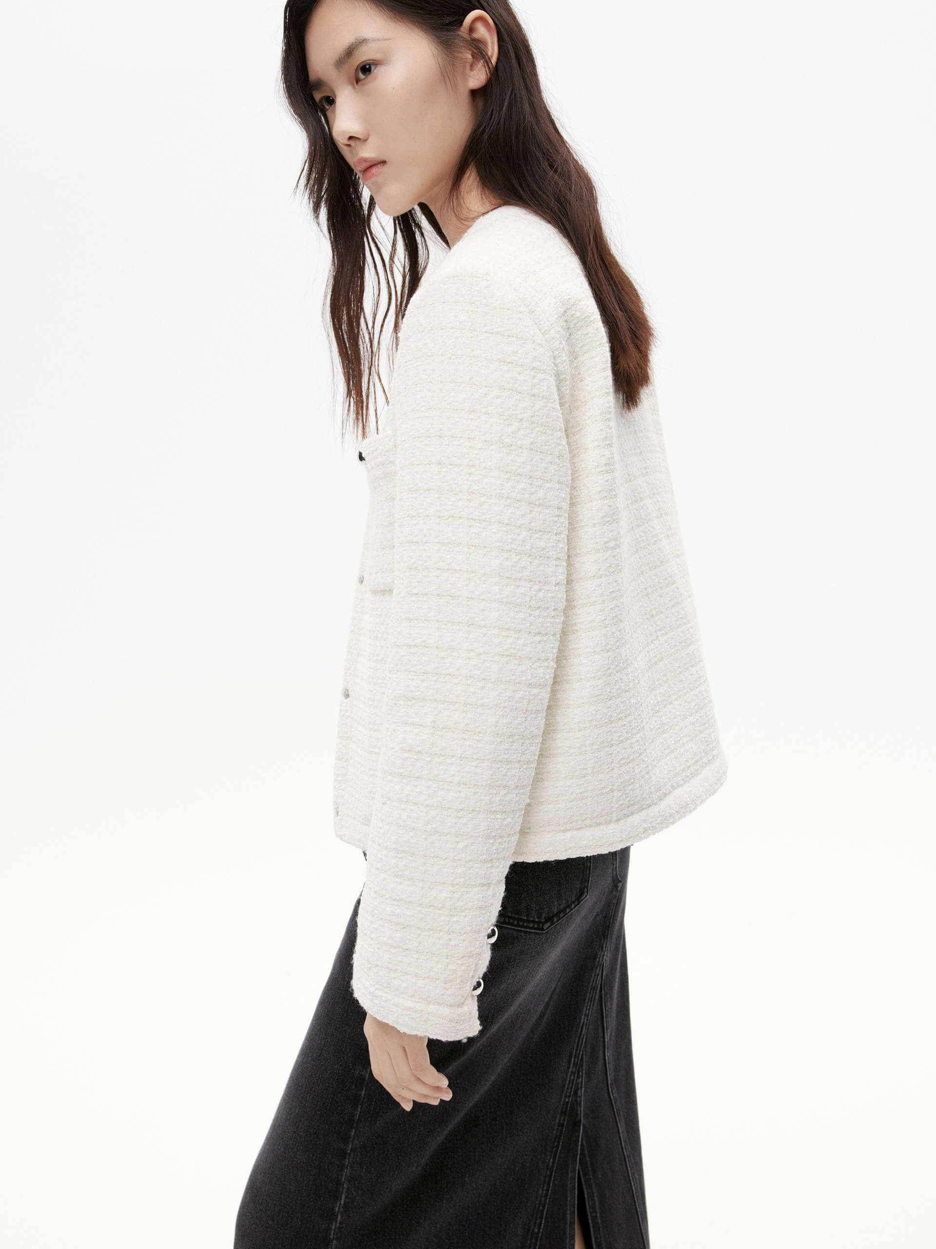 Tweed Quilted Down Jacket - Image 10