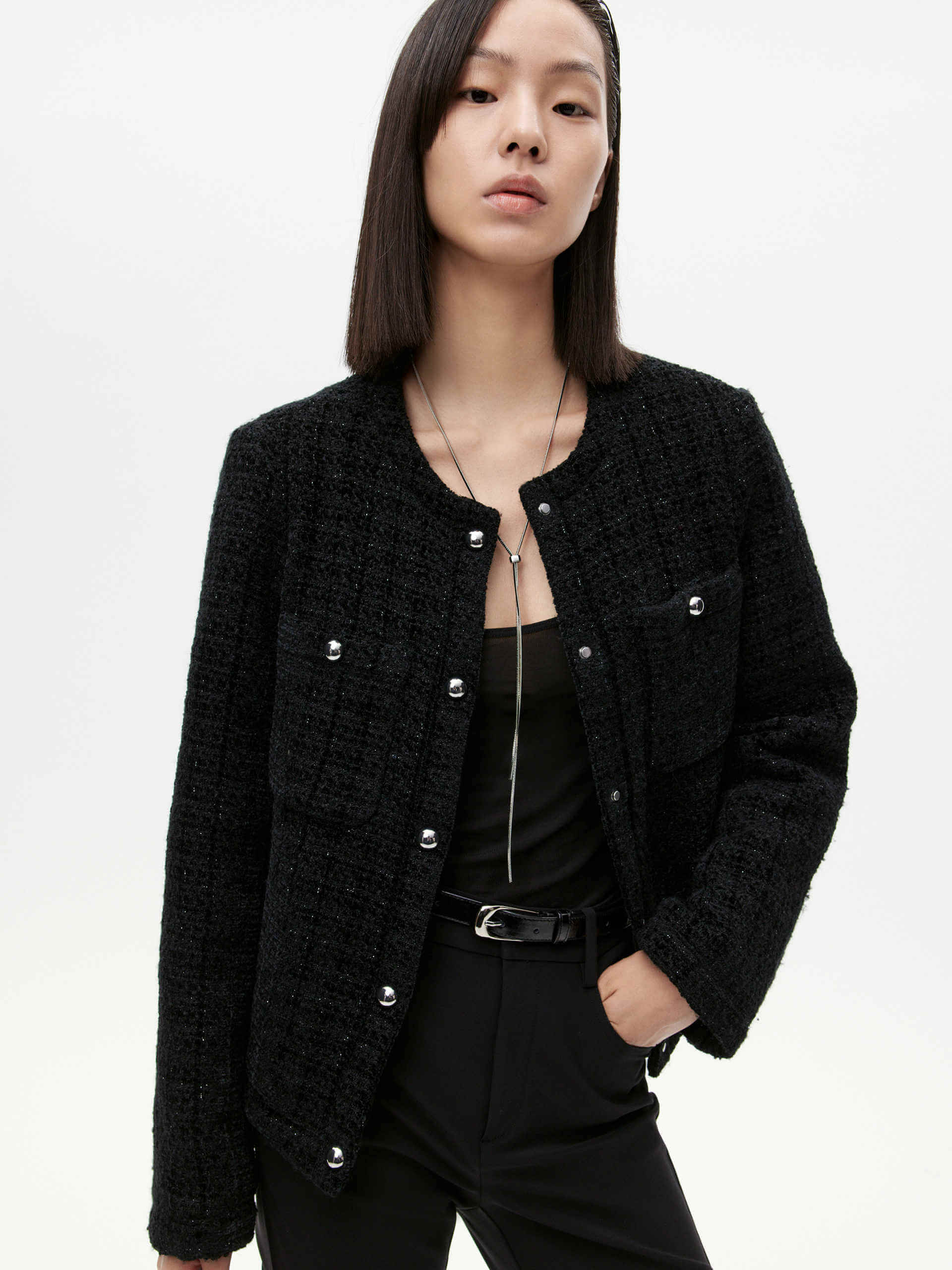 Tweed Quilted Down Jacket - Image 4