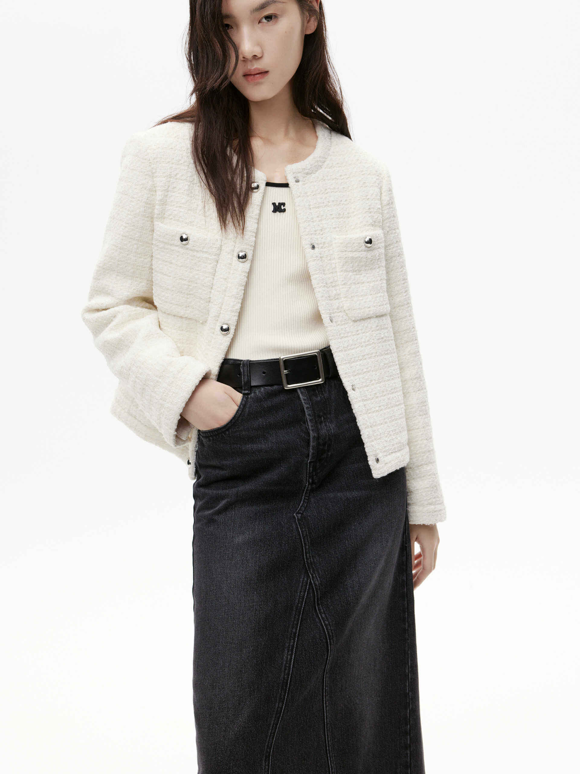Tweed Quilted Down Jacket - Image 7
