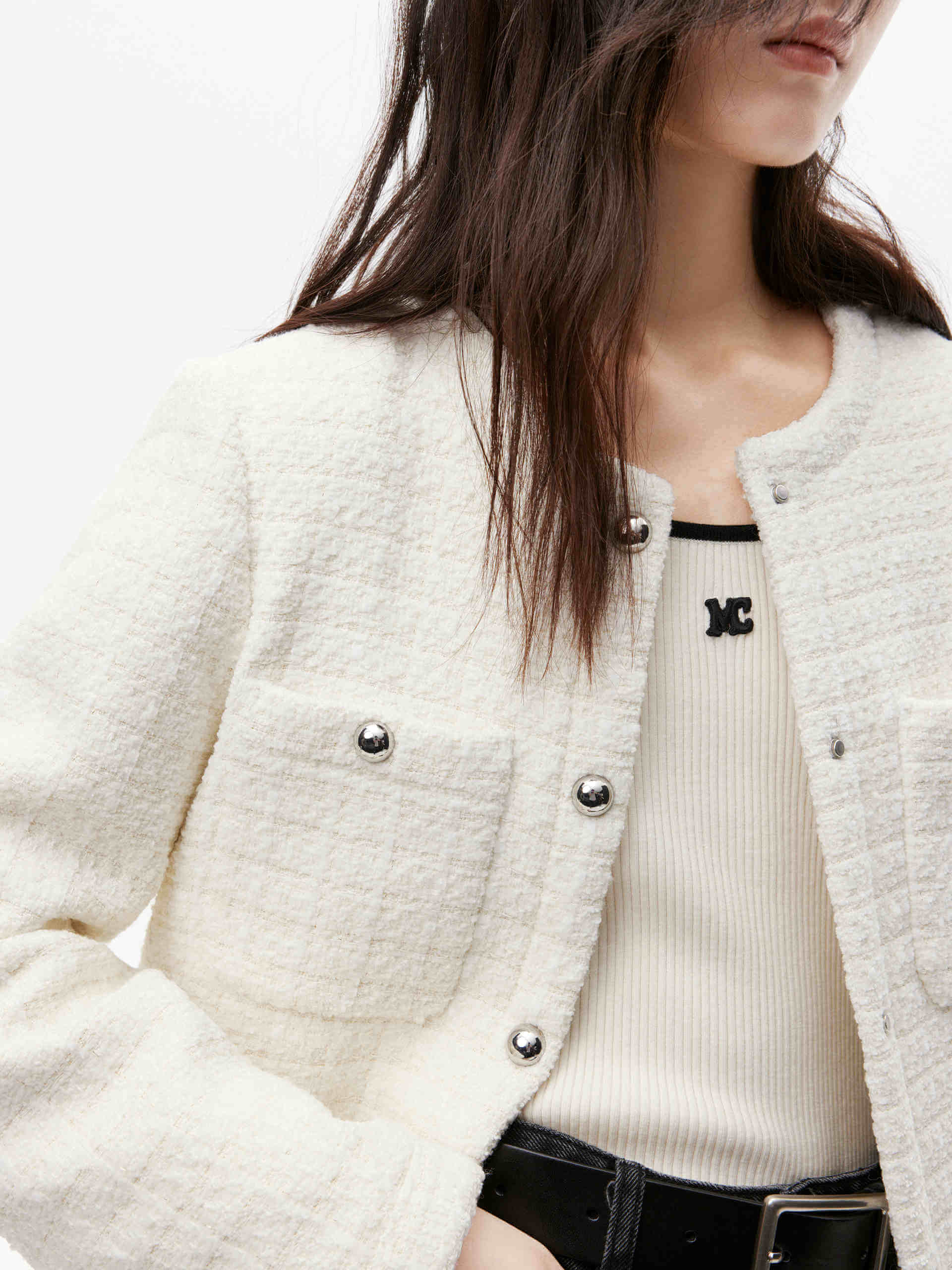Tweed Quilted Down Jacket - Image 8