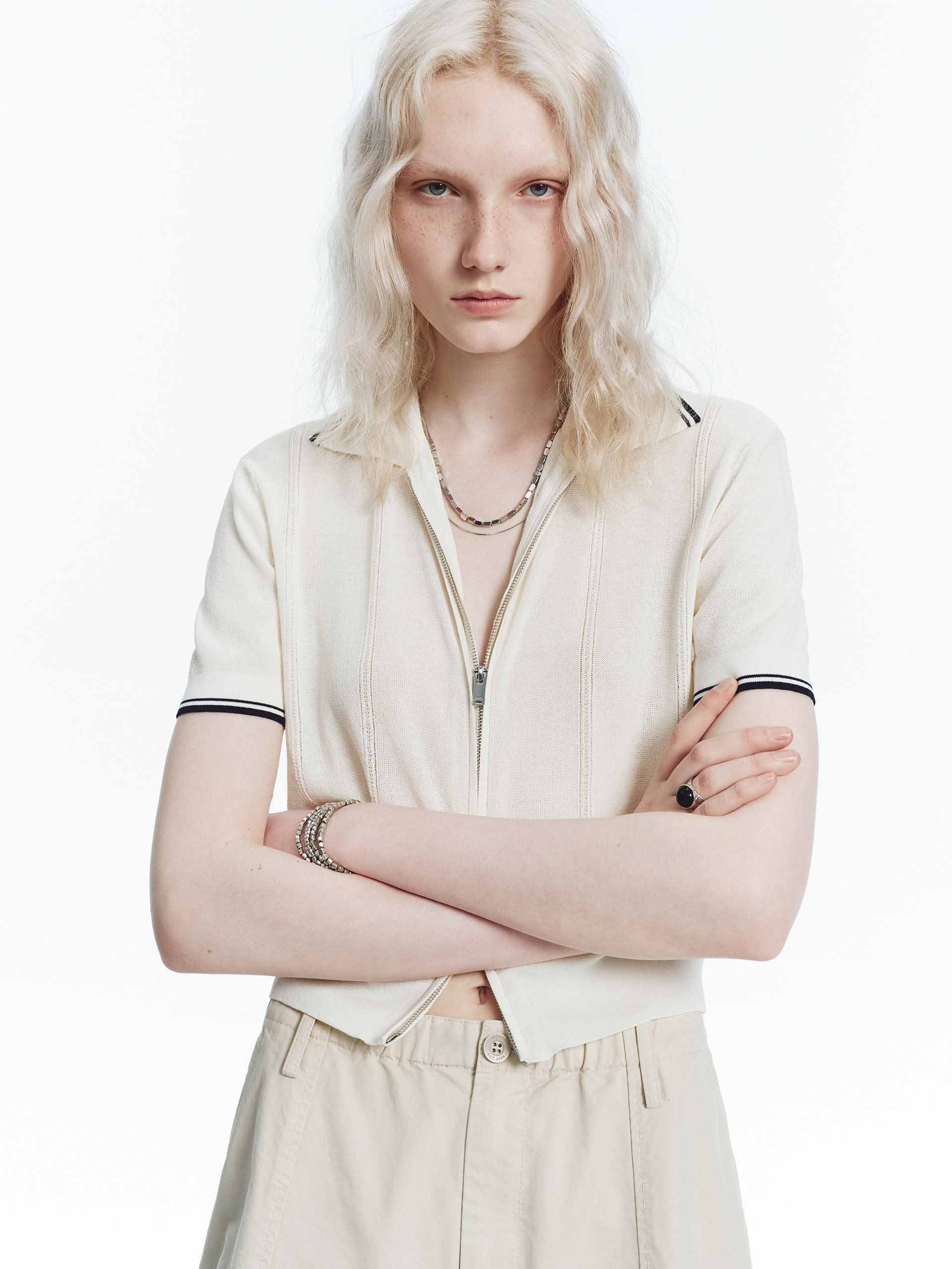 Two Way Zip Crop Cardigan - Image 11
