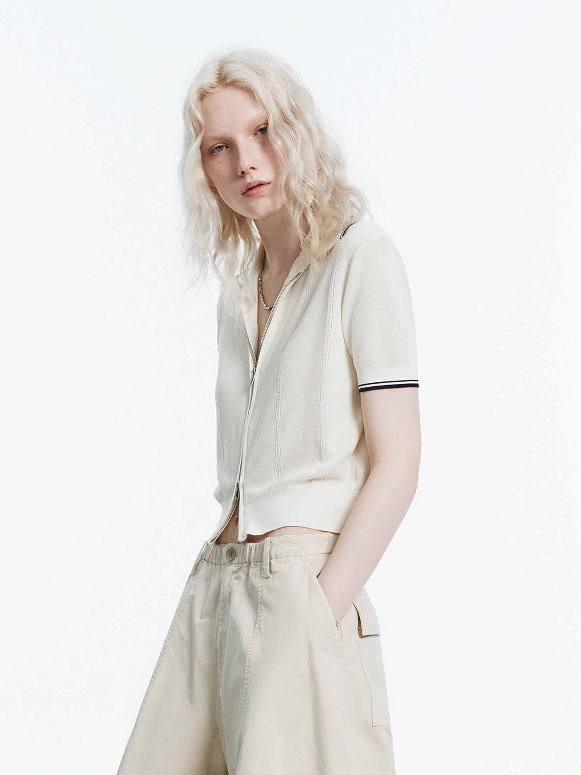 Two Way Zip Crop Cardigan - Image 9