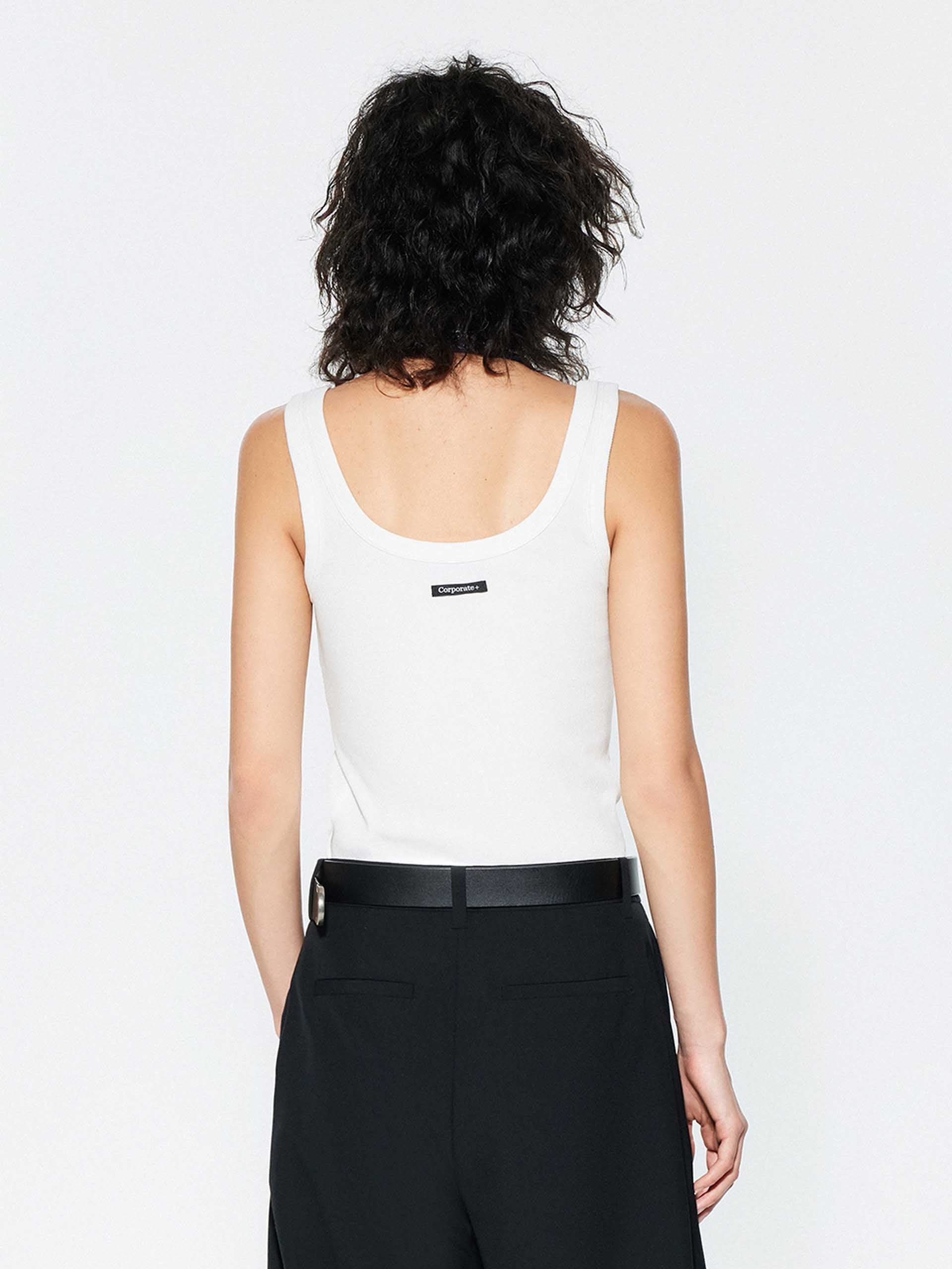 U-neck Cotton Blend Tank - Image 7
