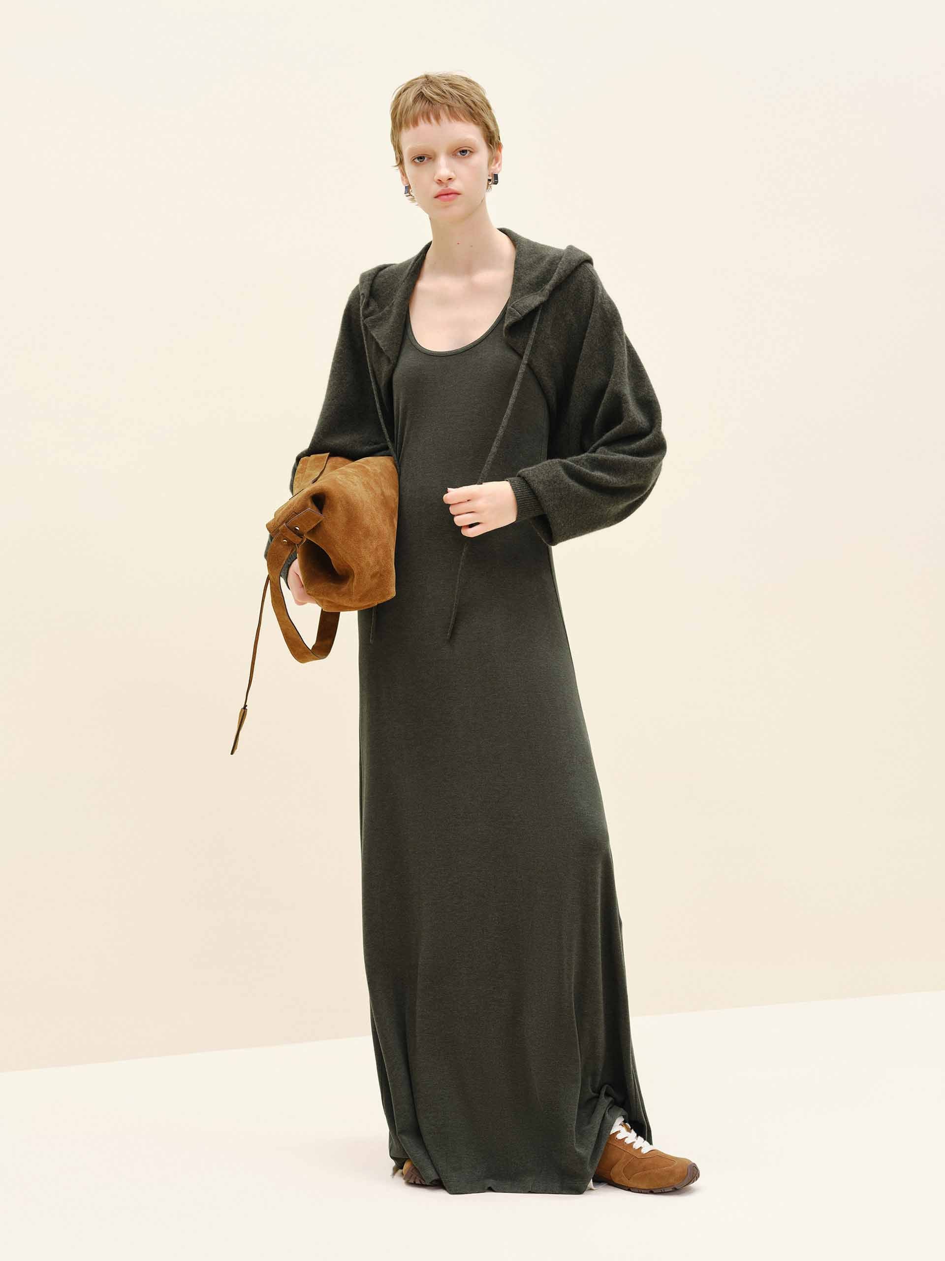 U-neck Dress With Cardigan