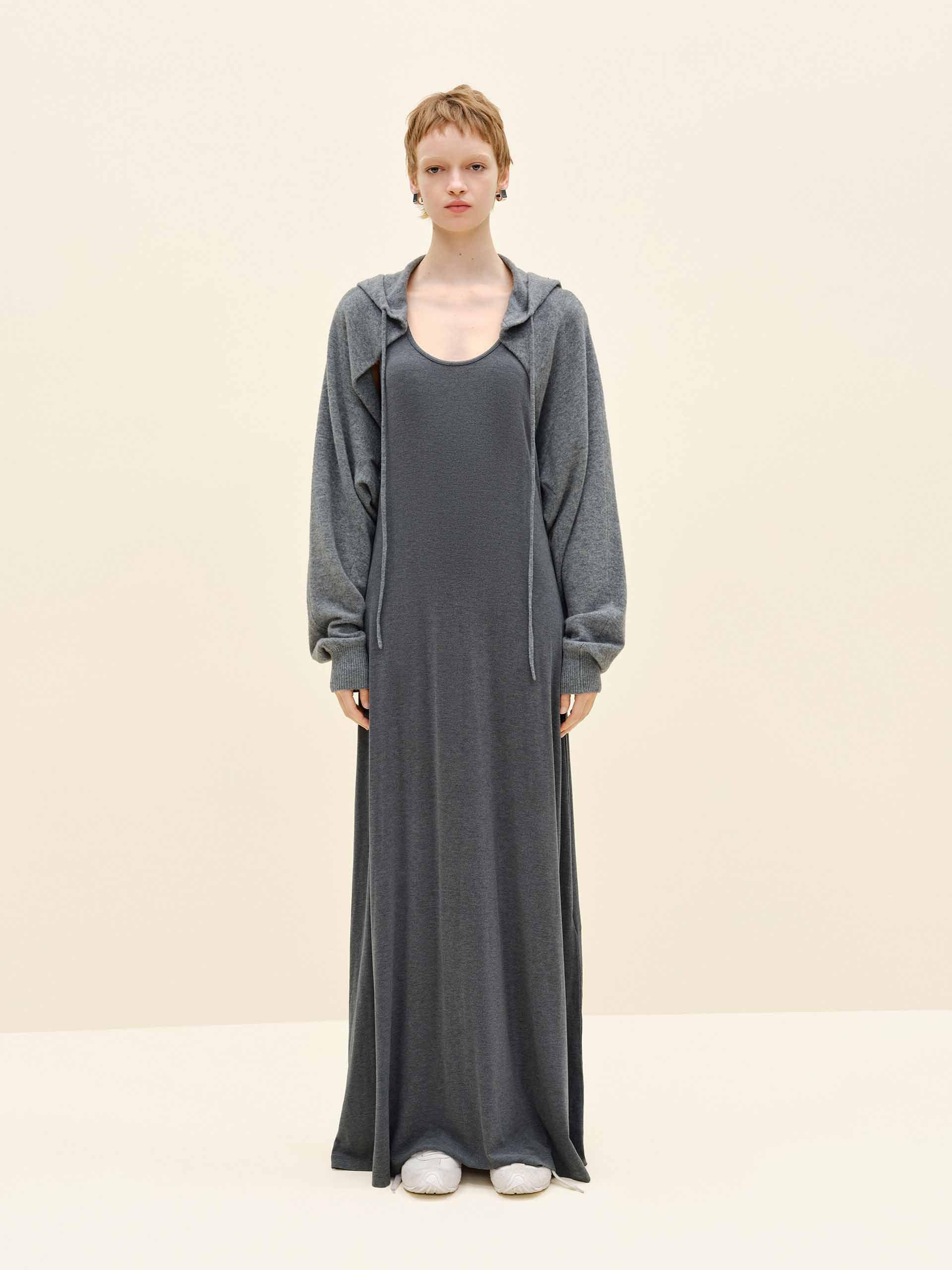 U-neck Dress With Cardigan - Image 9