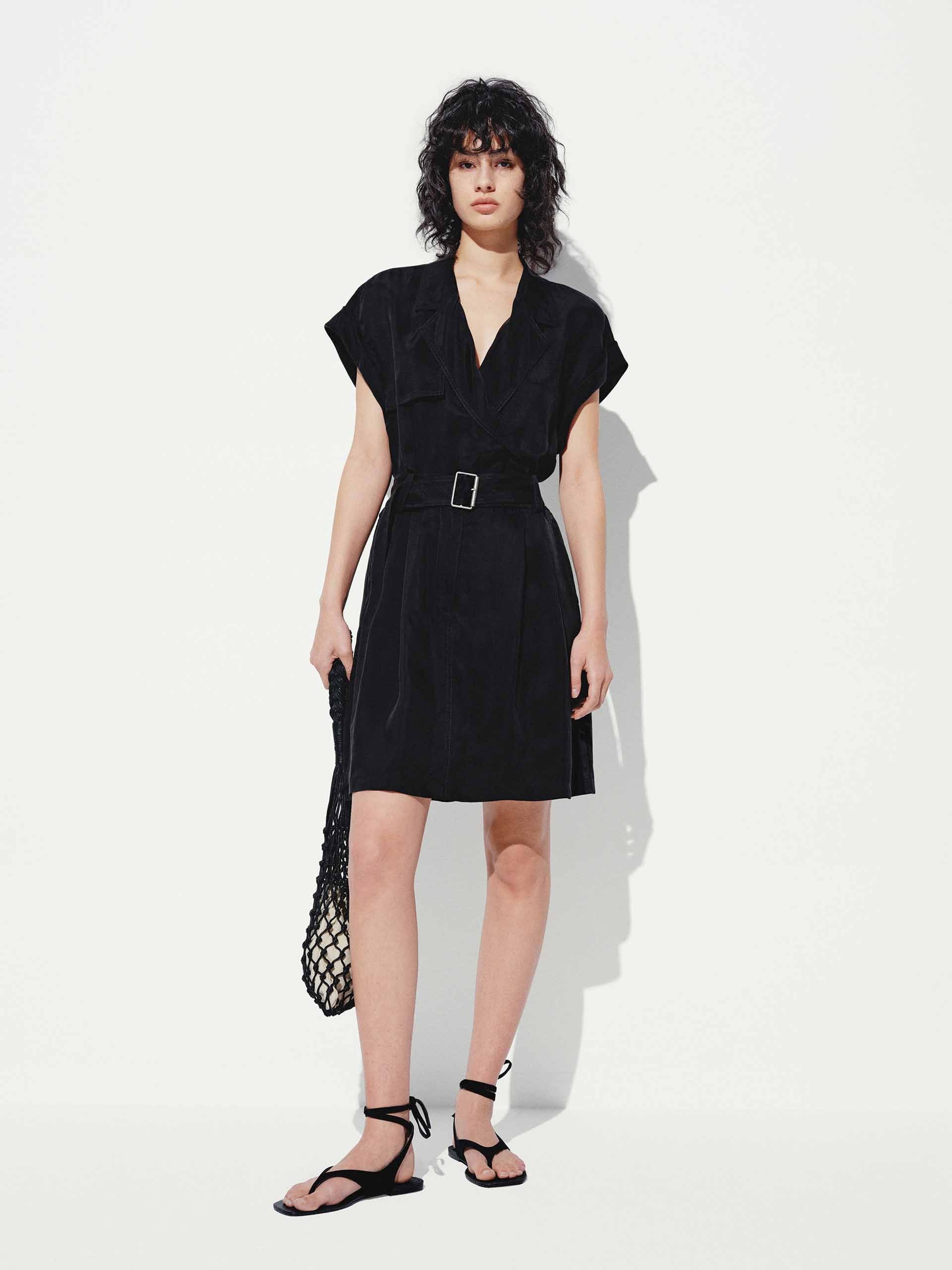 V-neck Black Mini Dress - Image 2