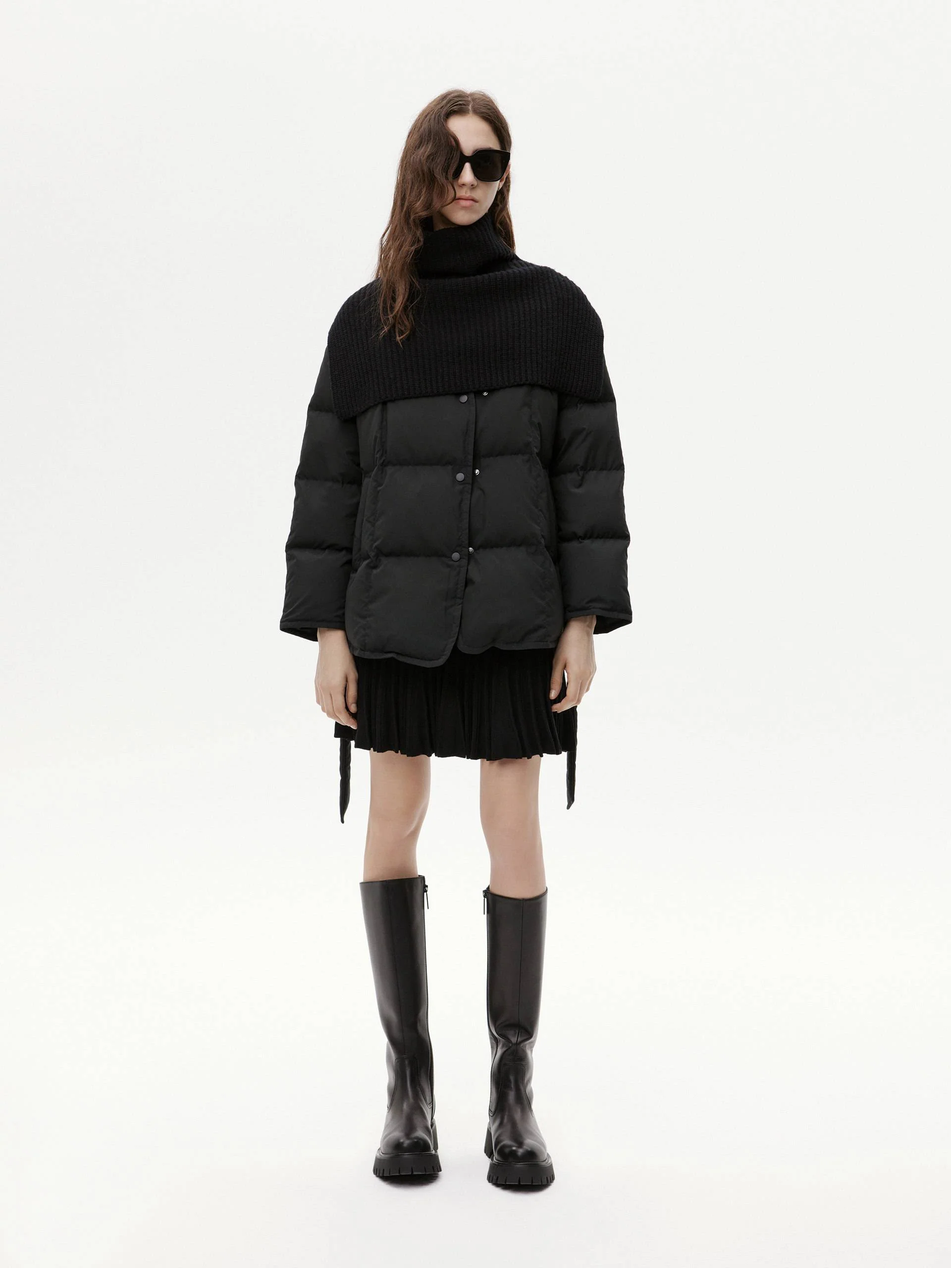 V-neck Down Jacket with Shawl - Image 10