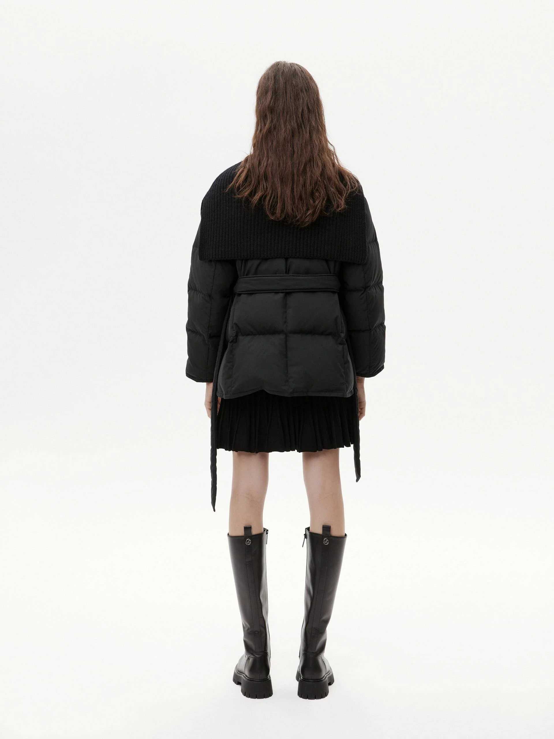 V-neck Down Jacket with Shawl - Image 14