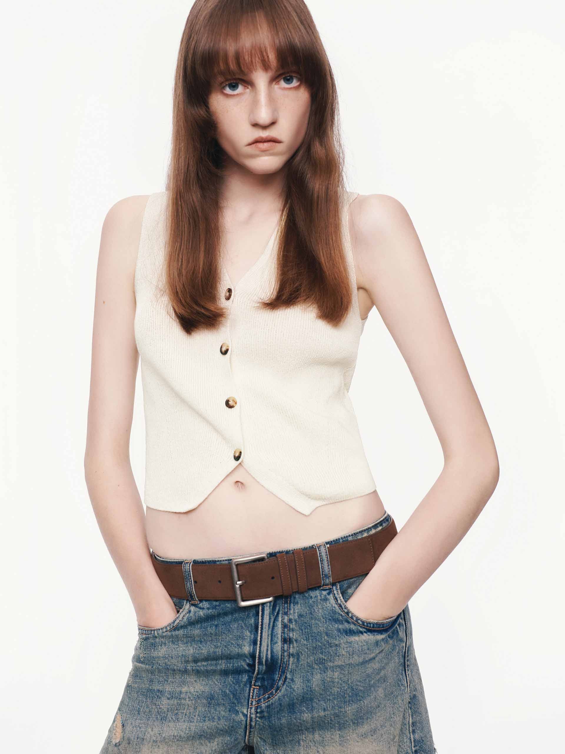 V-neck Fitted Wool Cardigan