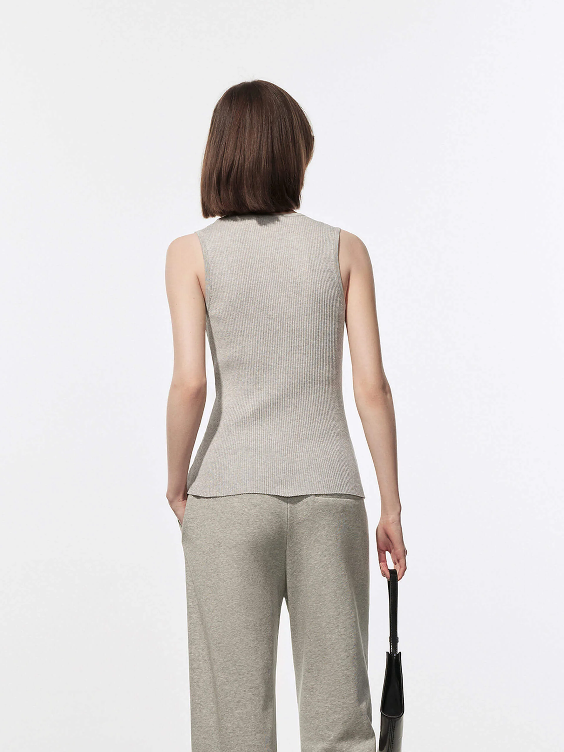 V-neck Ribbed Knit Tank - Image 3