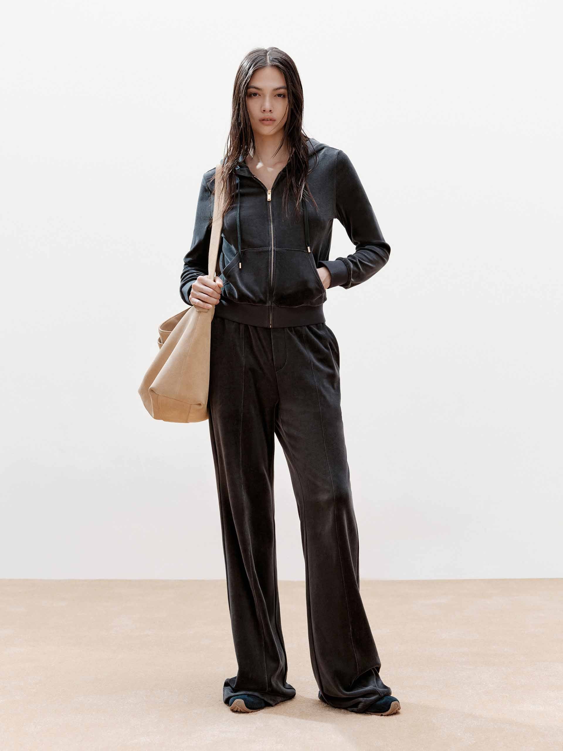 Velvet Drawstring Hooded Jacket - Image 2