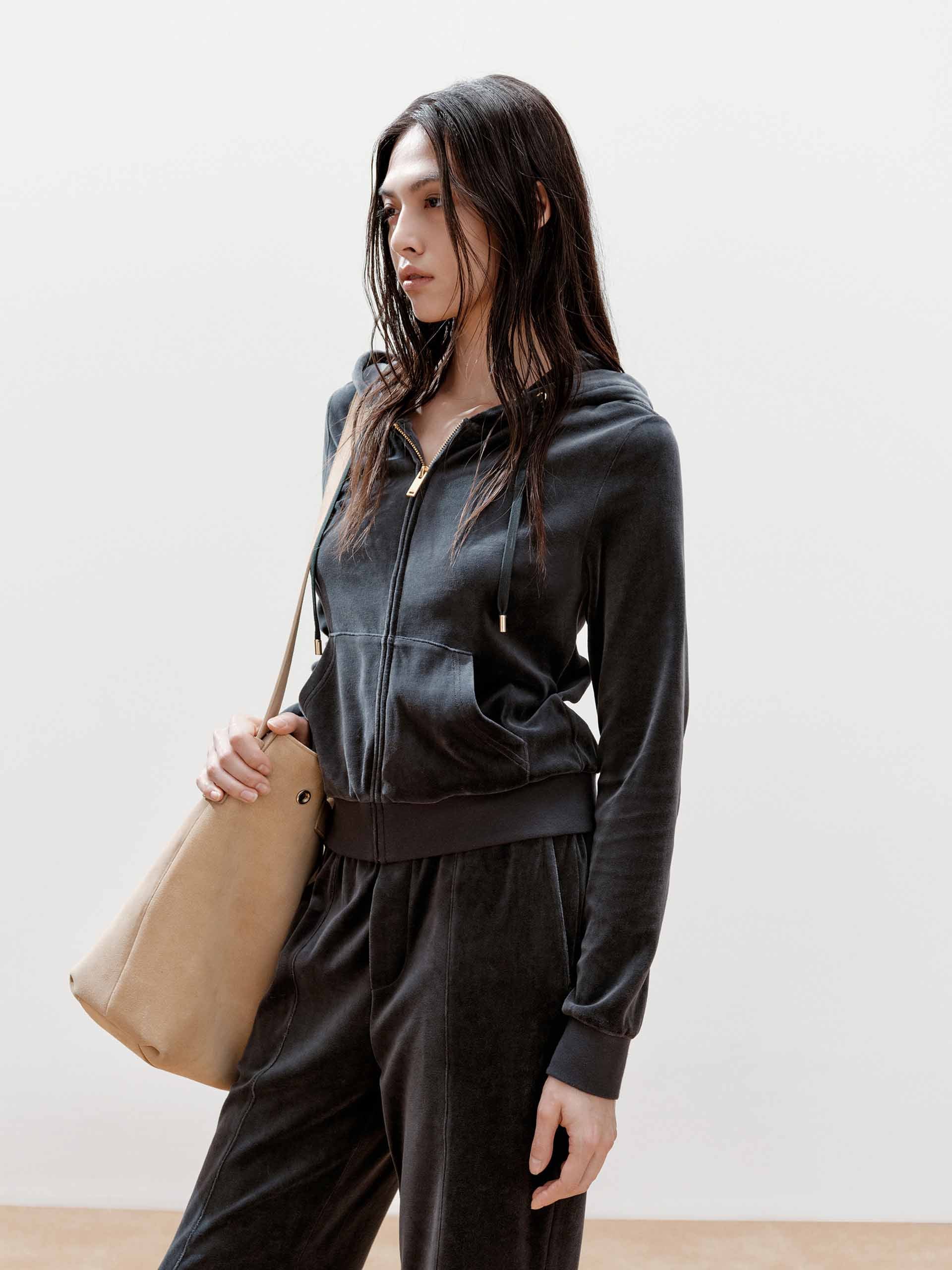 Velvet Drawstring Hooded Jacket - Image 3