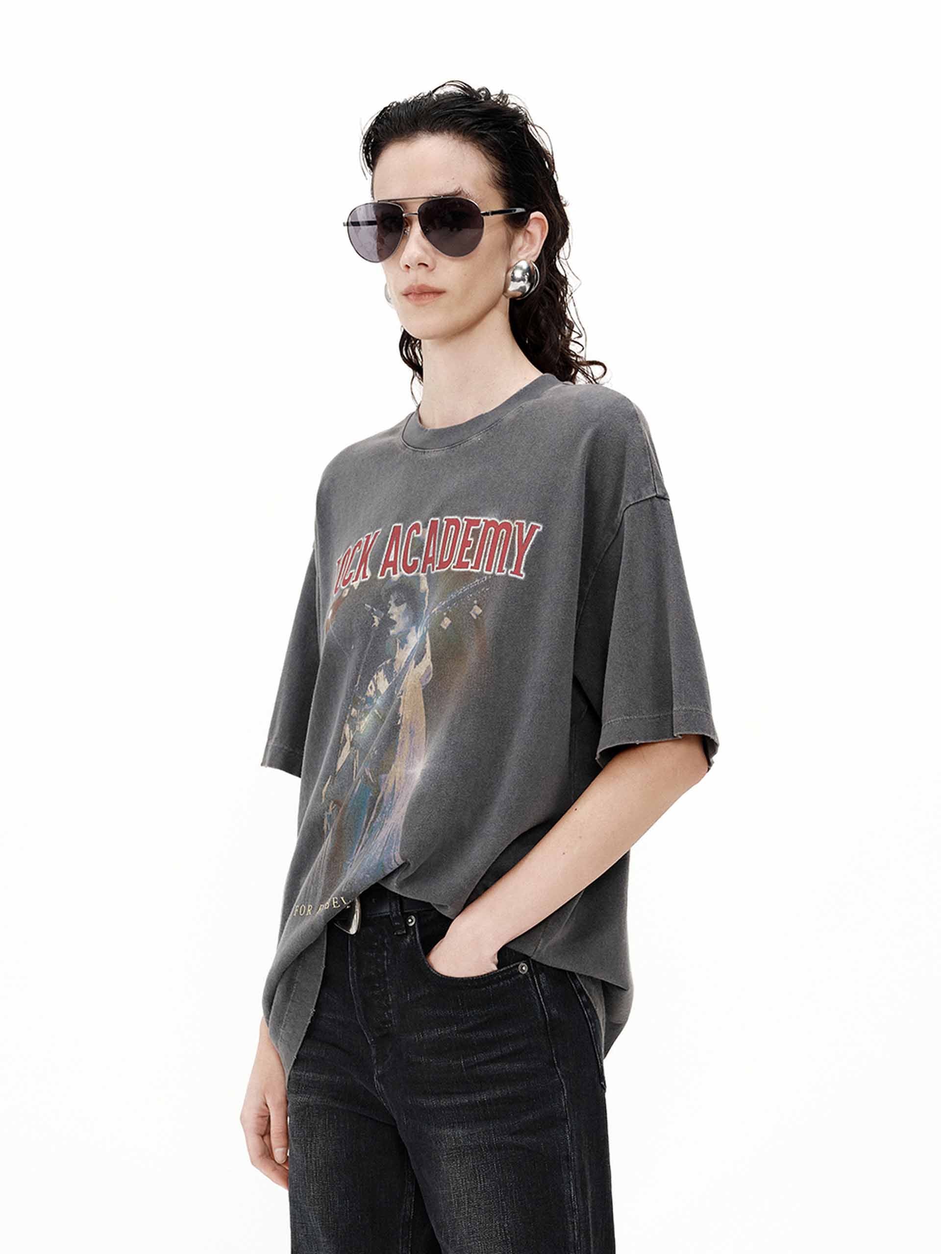 Vintage Rock Printed Cotton T-shirt - Image 6
